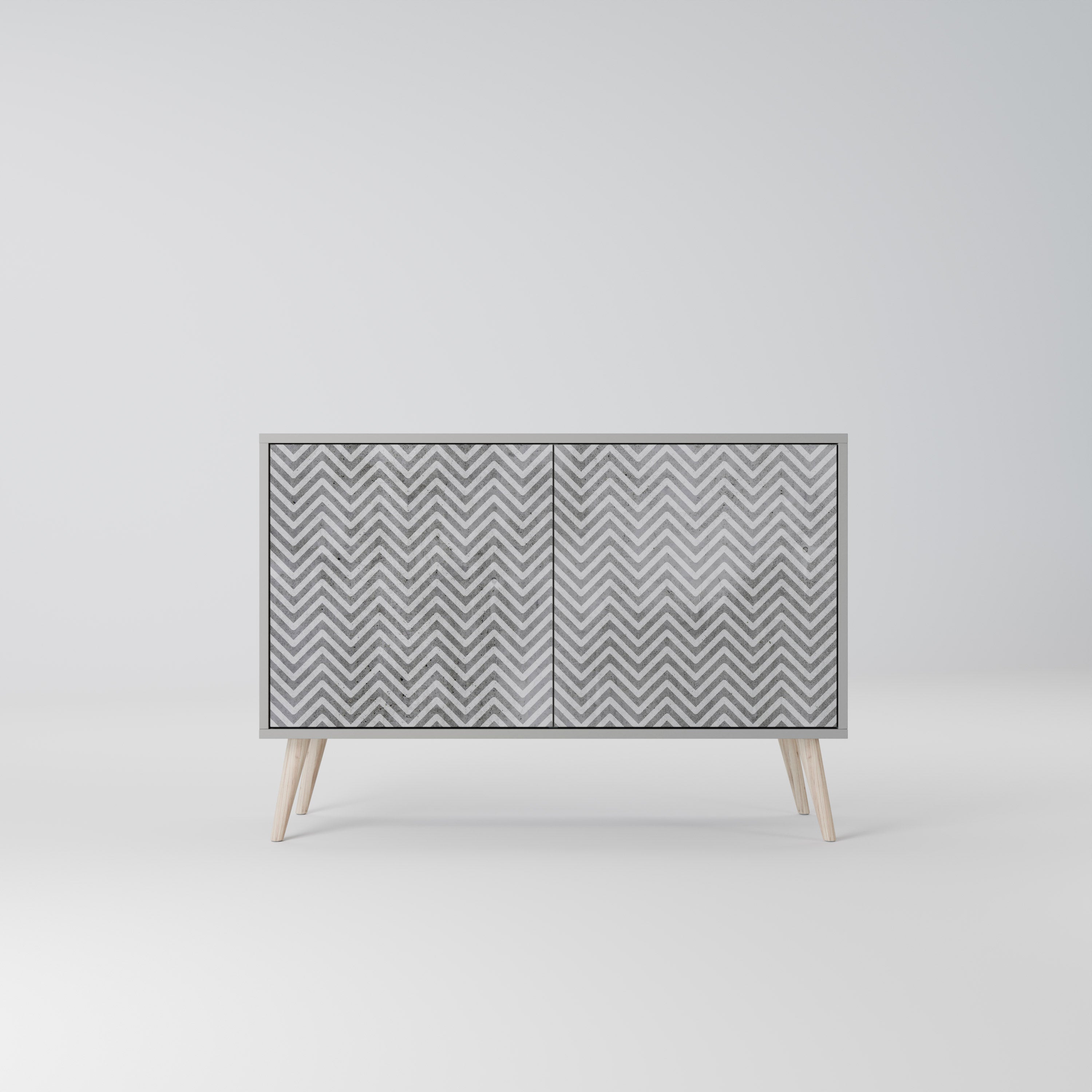 CONCRETE ZIG ZAG Sideboard mit 2 Türen in Grau