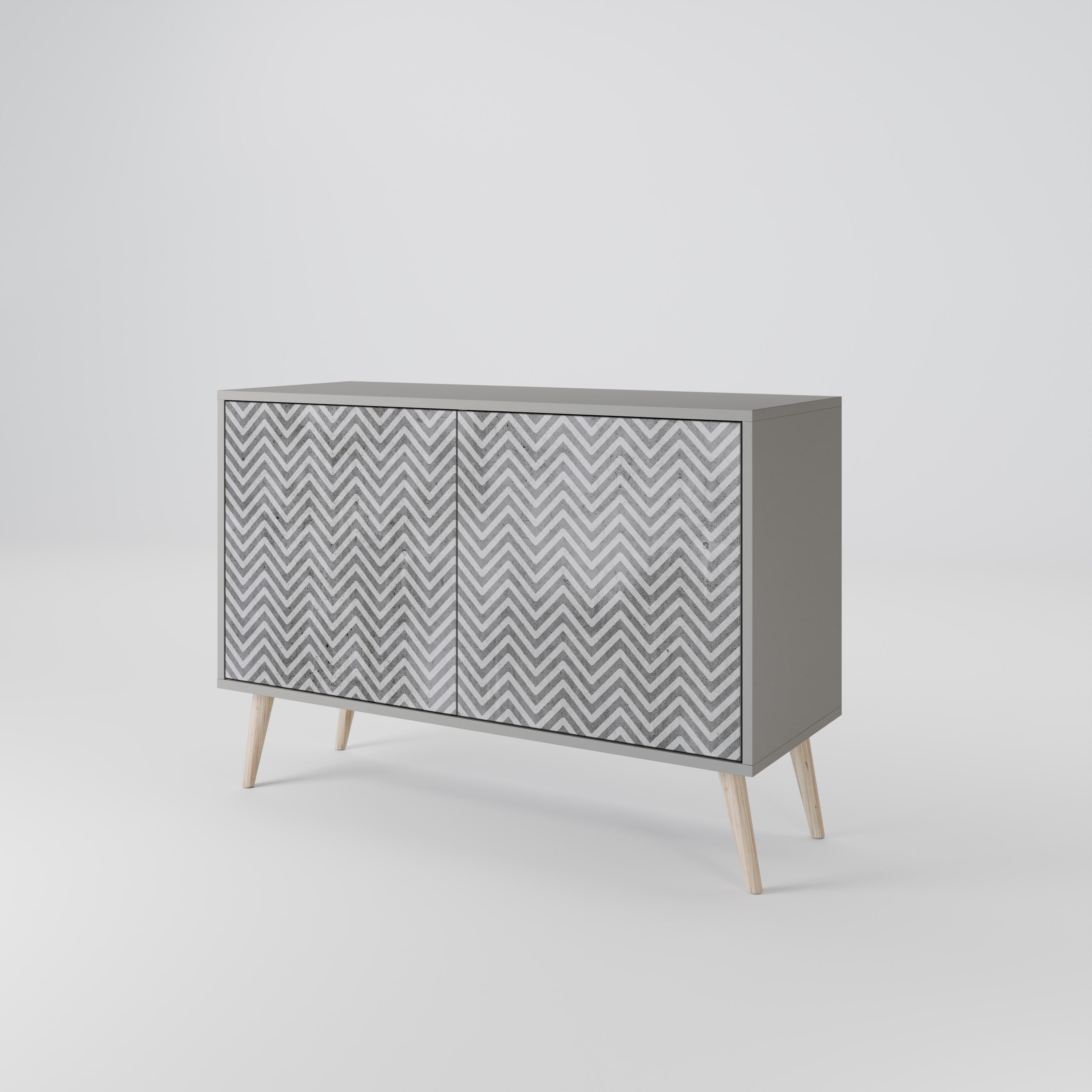 CONCRETE ZIG ZAG Sideboard mit 2 Türen in Grau