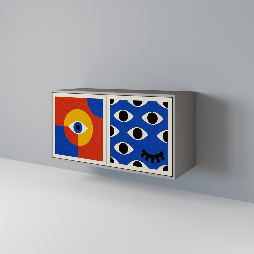 GEOMETRIC EYES Sideboard mit 2 Türen in Grau