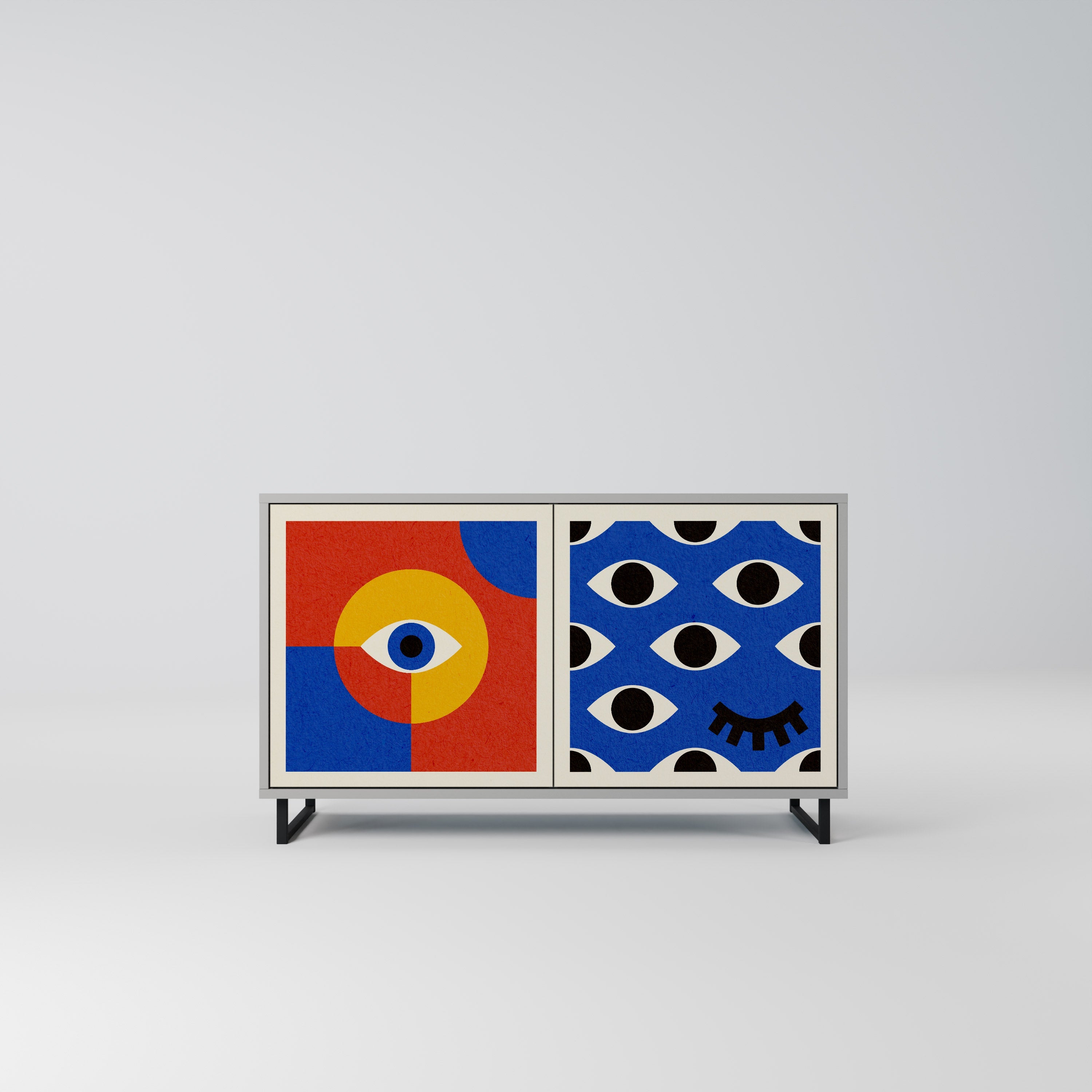 GEOMETRIC EYES Sideboard mit 2 Türen in Grau