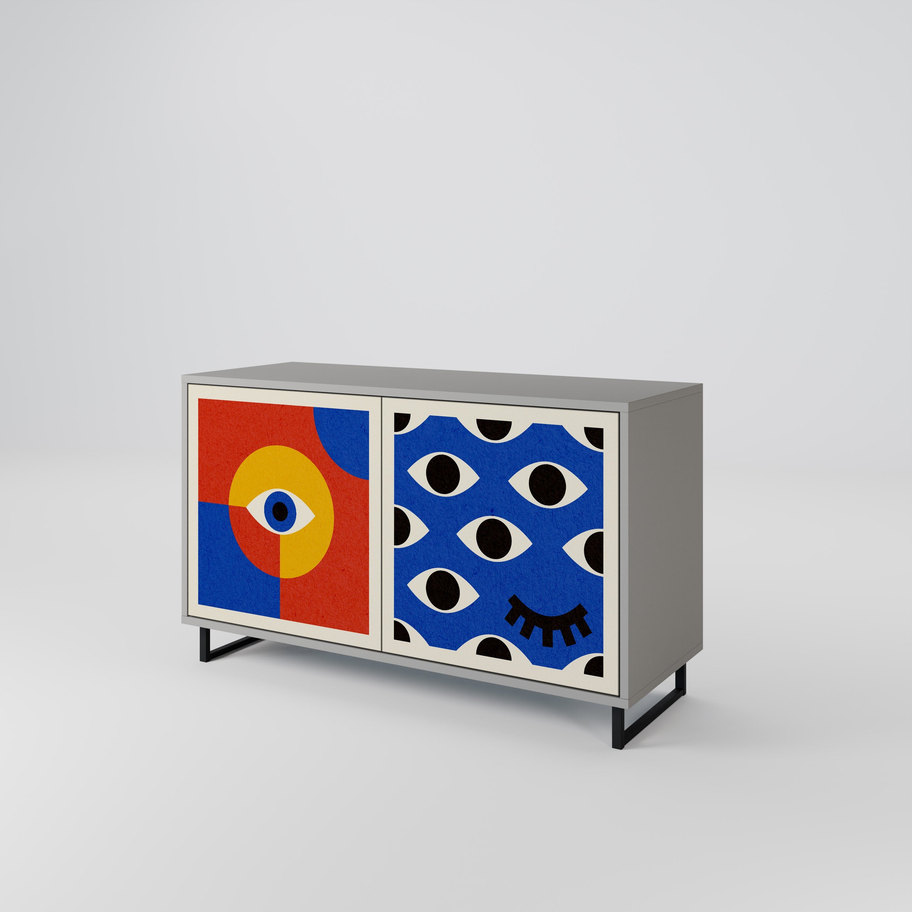GEOMETRIC EYES Sideboard mit 2 Türen in Grau