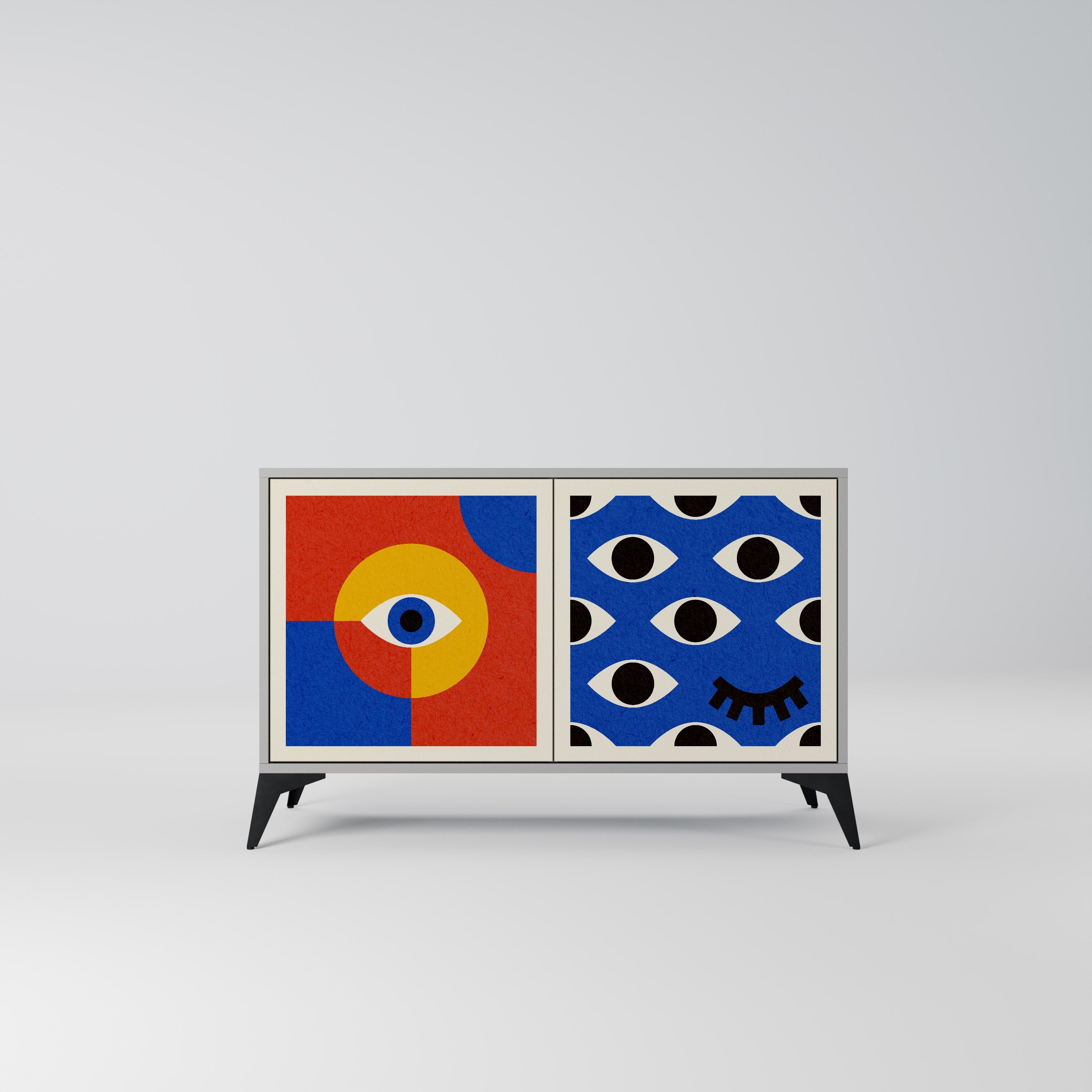 GEOMETRIC EYES Sideboard mit 2 Türen in Grau