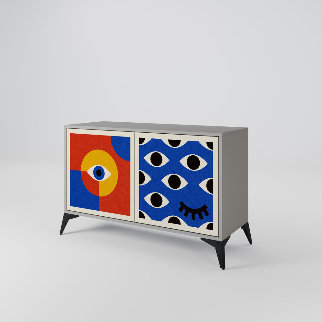 GEOMETRIC EYES Sideboard mit 2 Türen in Grau