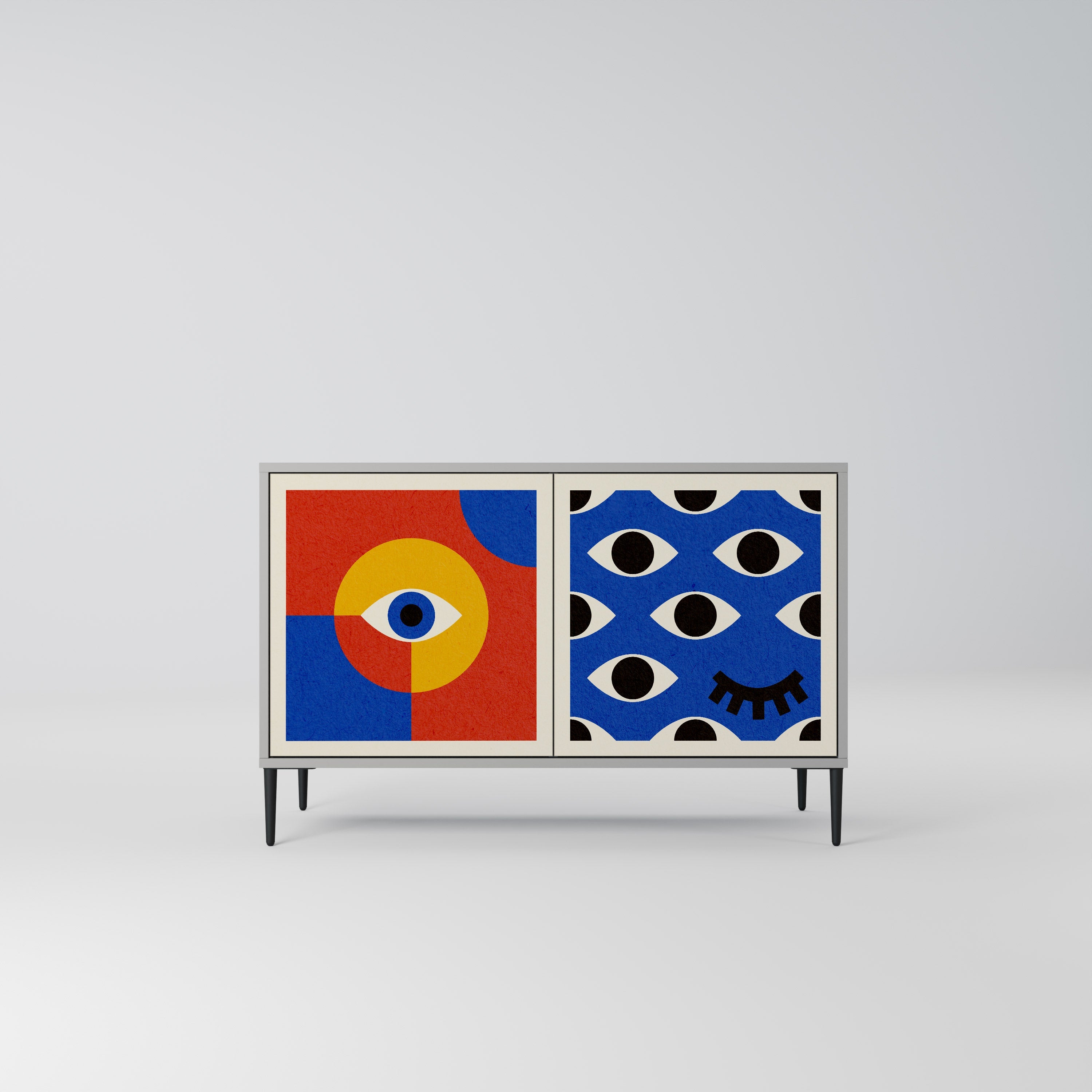 GEOMETRIC EYES Sideboard mit 2 Türen in Grau