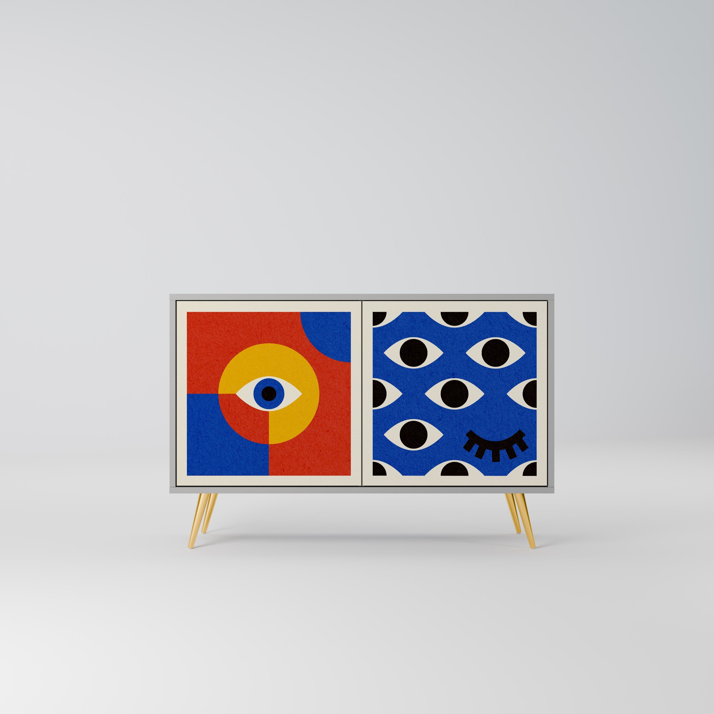 GEOMETRIC EYES Sideboard mit 2 Türen in Grau