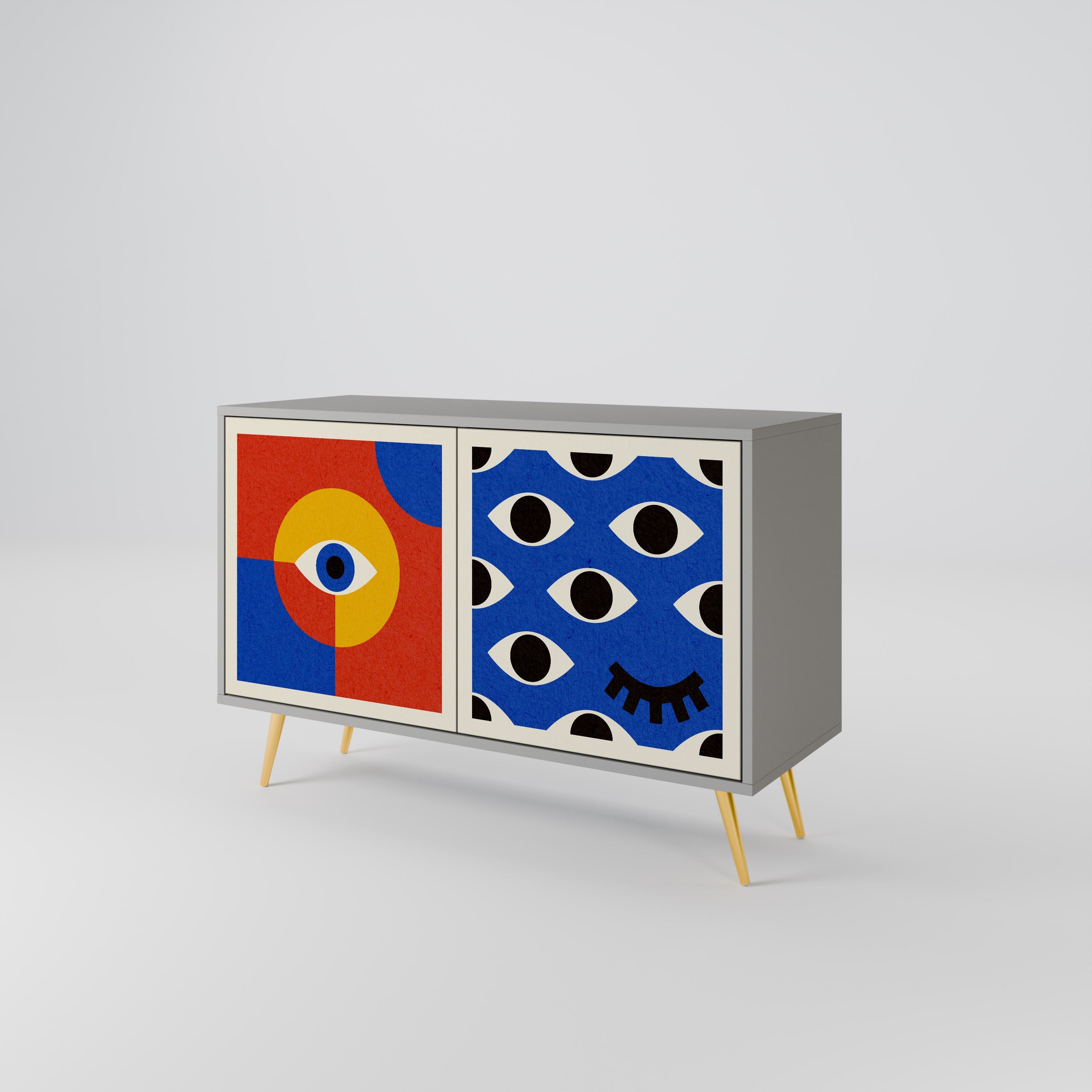 GEOMETRIC EYES Sideboard mit 2 Türen in Grau
