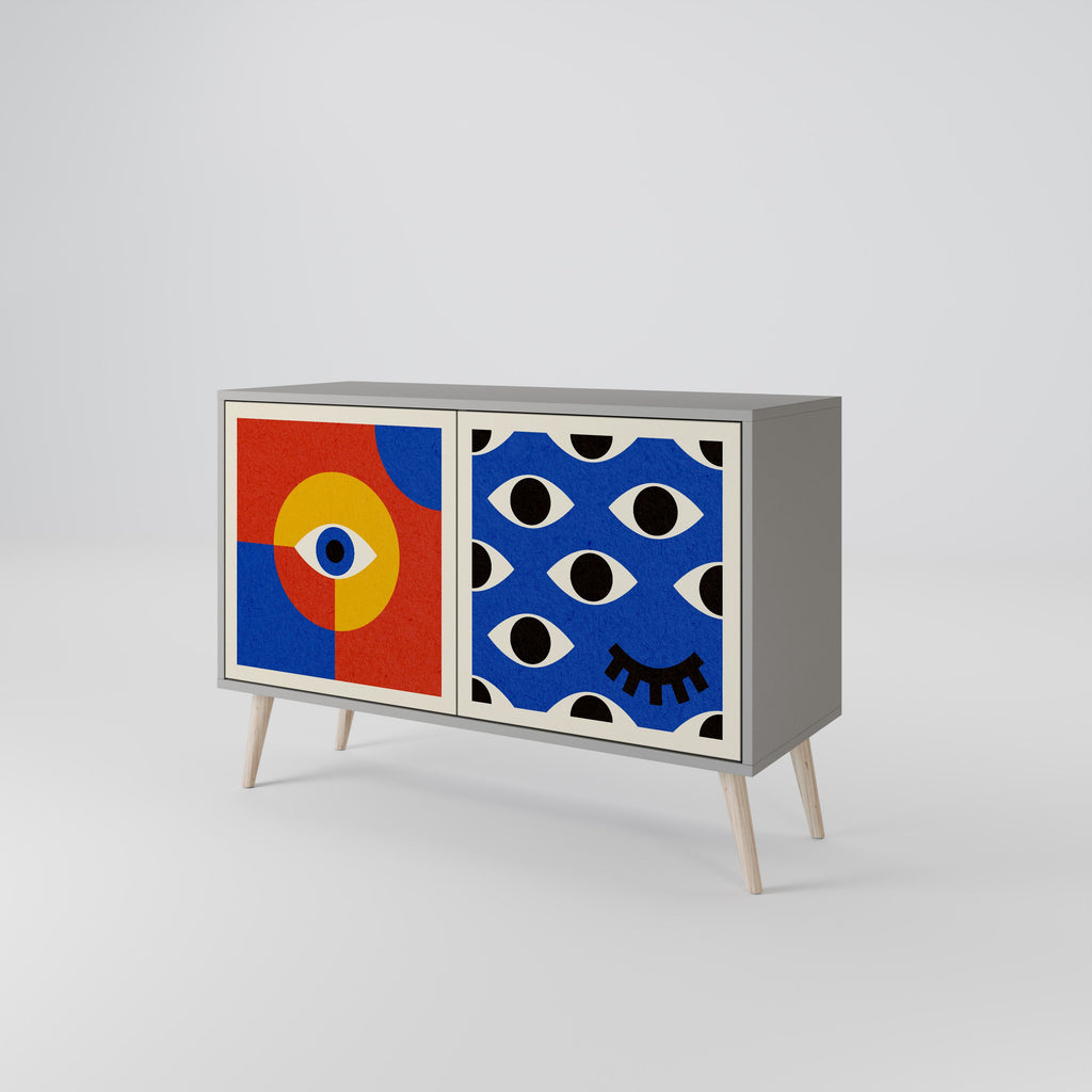 GEOMETRIC EYES Sideboard mit 2 Türen in Grau