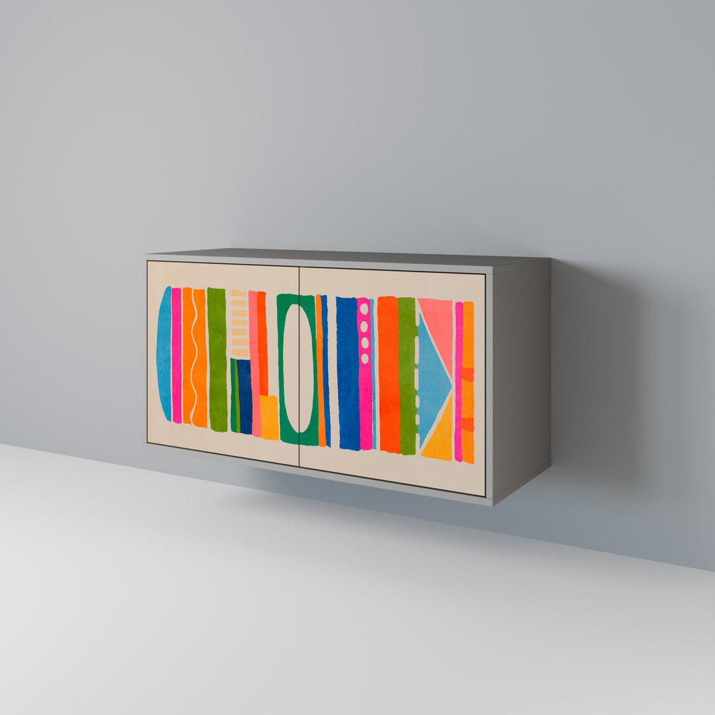 GEOMETRIC SHINE 2-Door Sideboard in Grey Finish