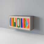 GEOMETRIC SHINE 2-Door Sideboard in Grey Finish