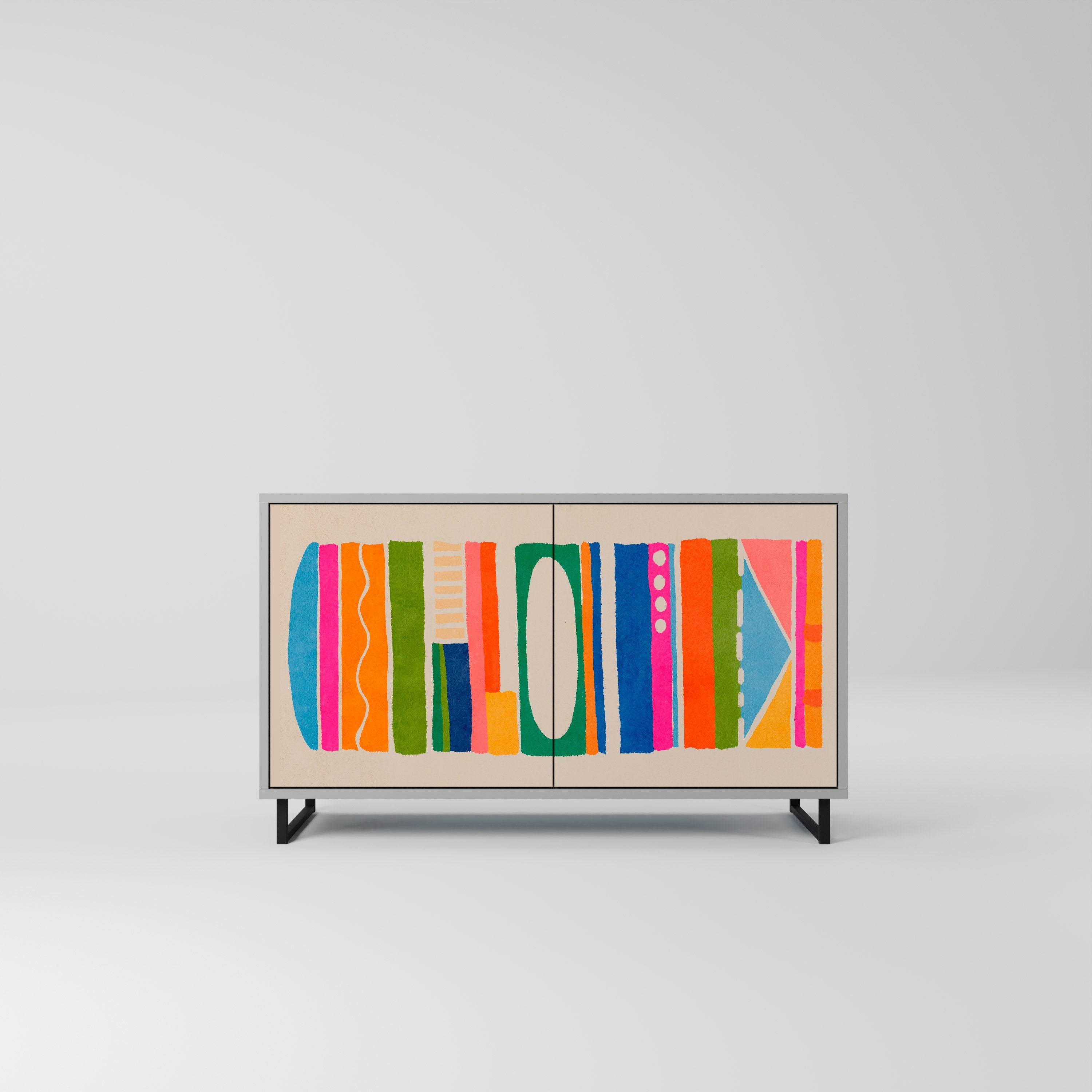 GEOMETRIC SHINE Sideboard mit 2 Türen in Grau