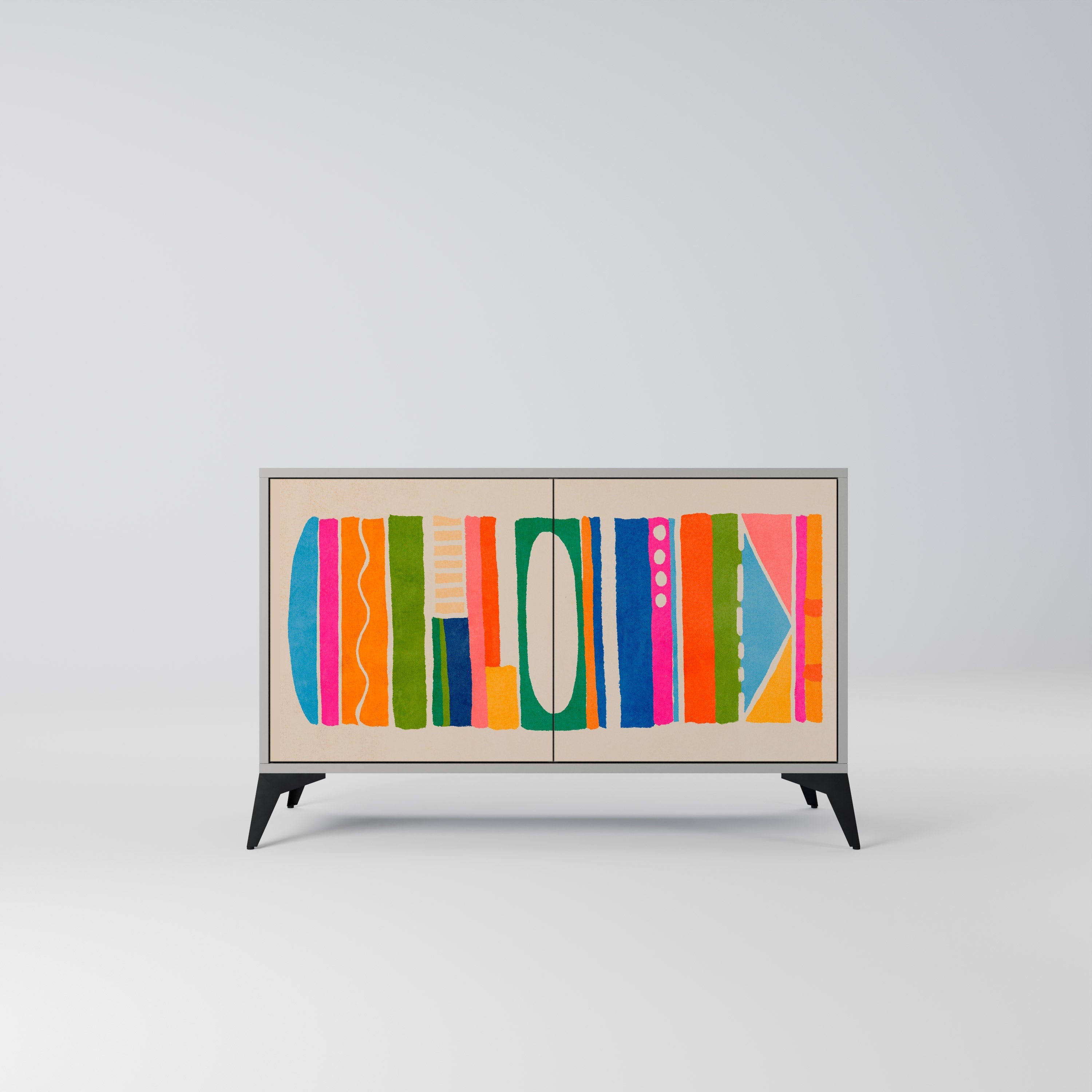 GEOMETRIC SHINE Sideboard mit 2 Türen in Grau