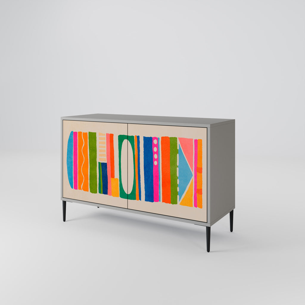 GEOMETRIC SHINE 2-Door Sideboard in Grey Finish