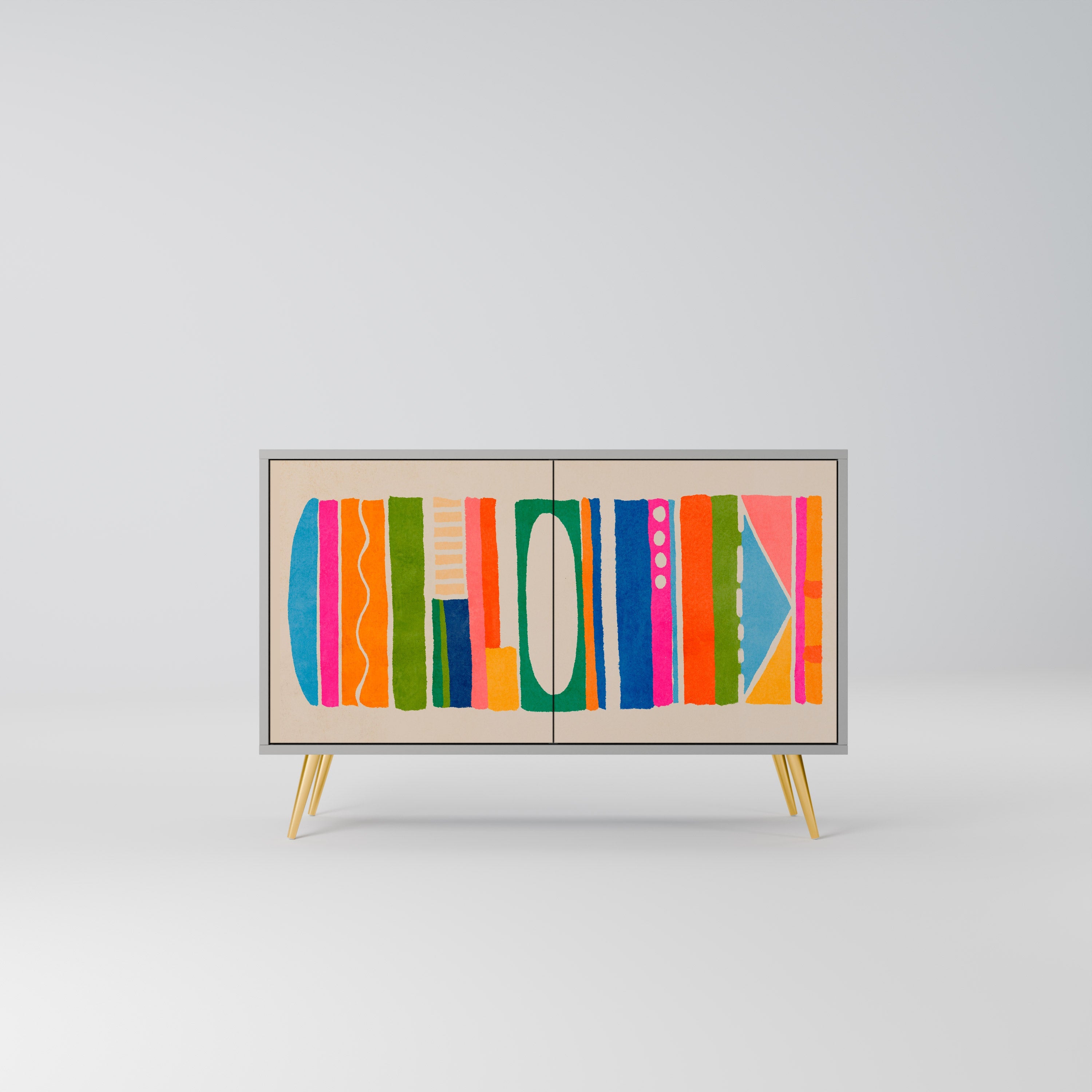 GEOMETRIC SHINE Sideboard mit 2 Türen in Grau