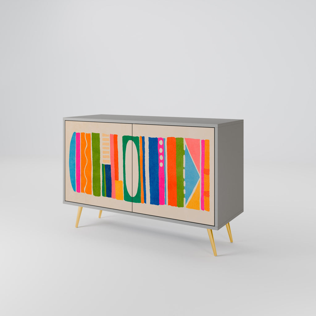 GEOMETRIC SHINE 2-Door Sideboard in Grey Finish