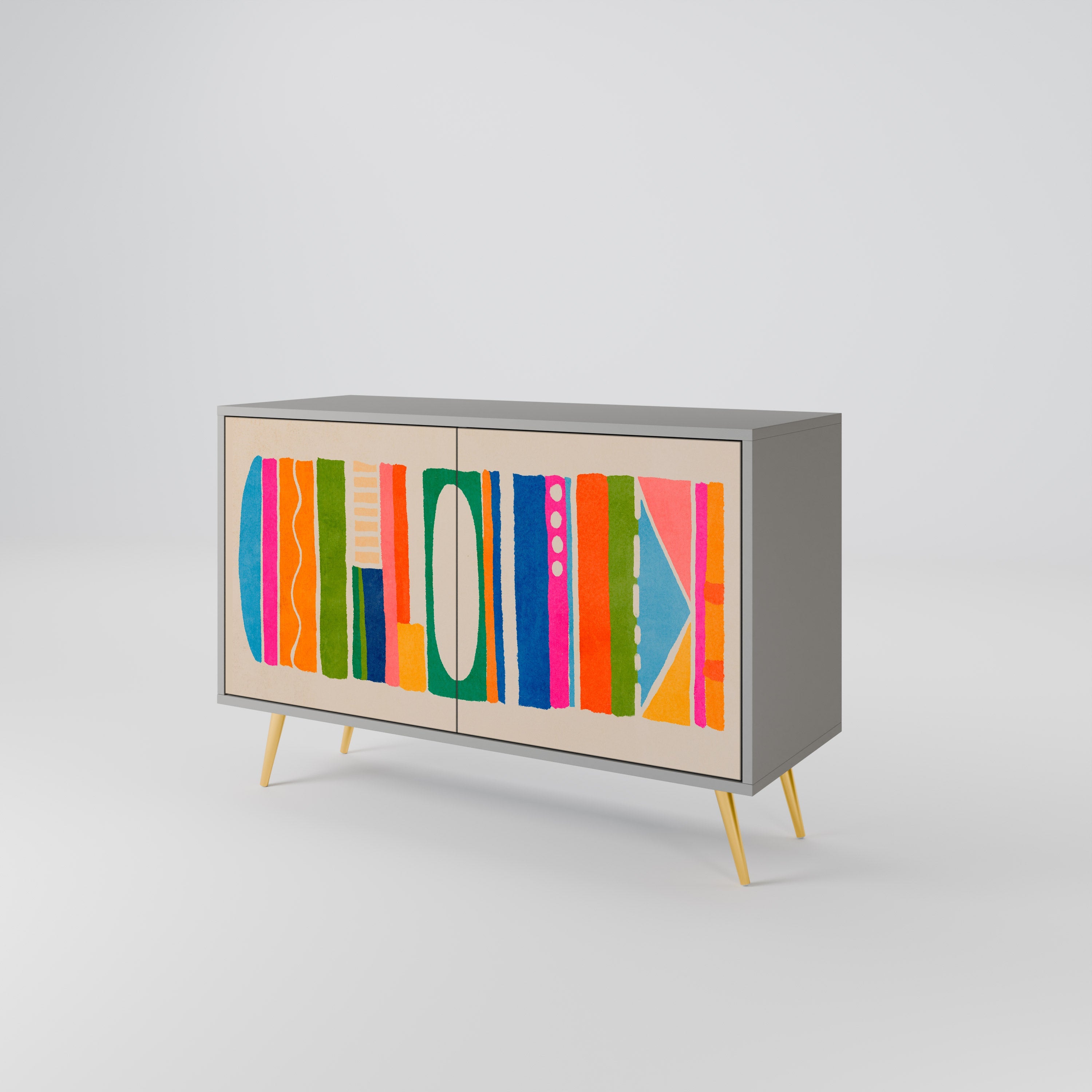 GEOMETRIC SHINE Sideboard mit 2 Türen in Grau