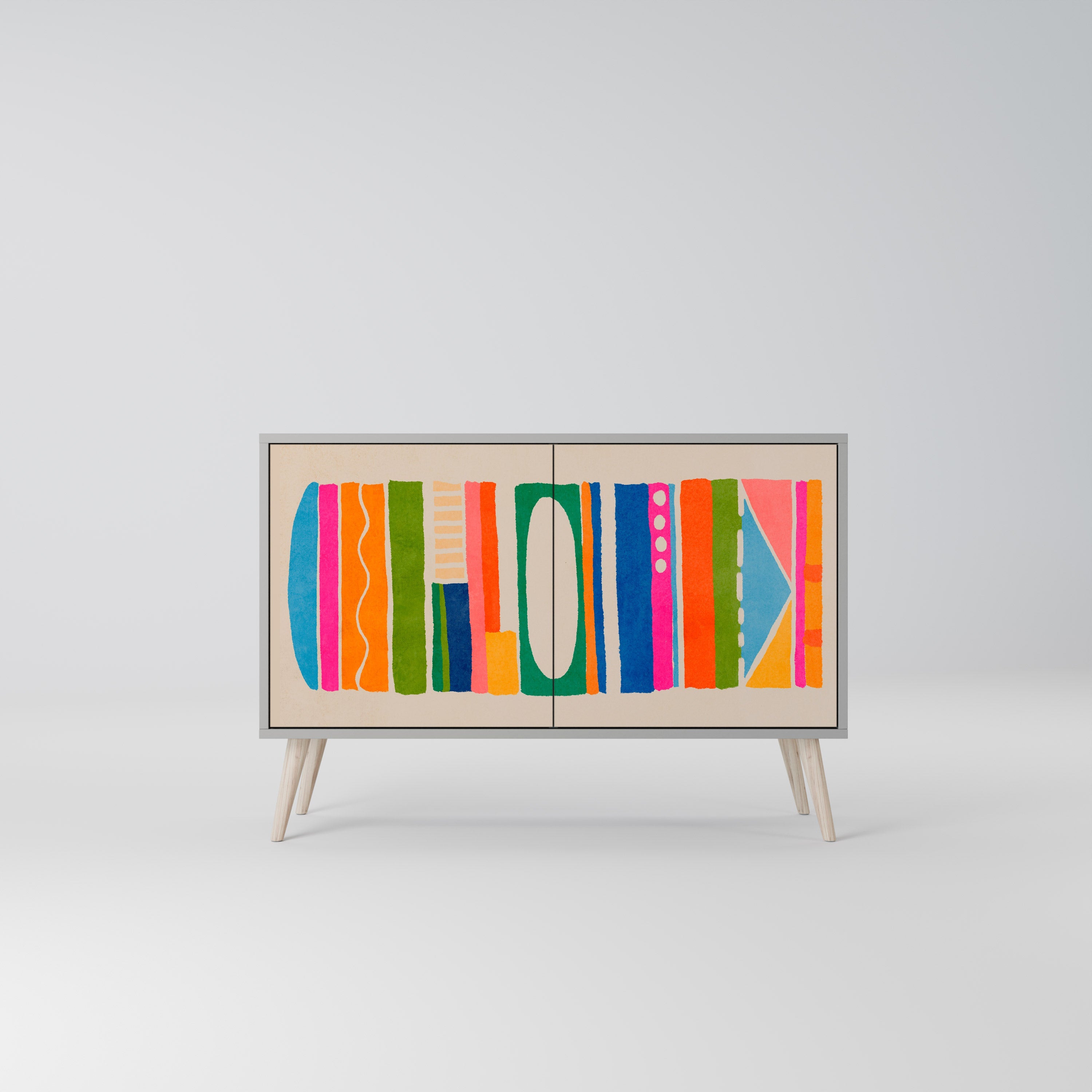 GEOMETRIC SHINE Sideboard mit 2 Türen in Grau