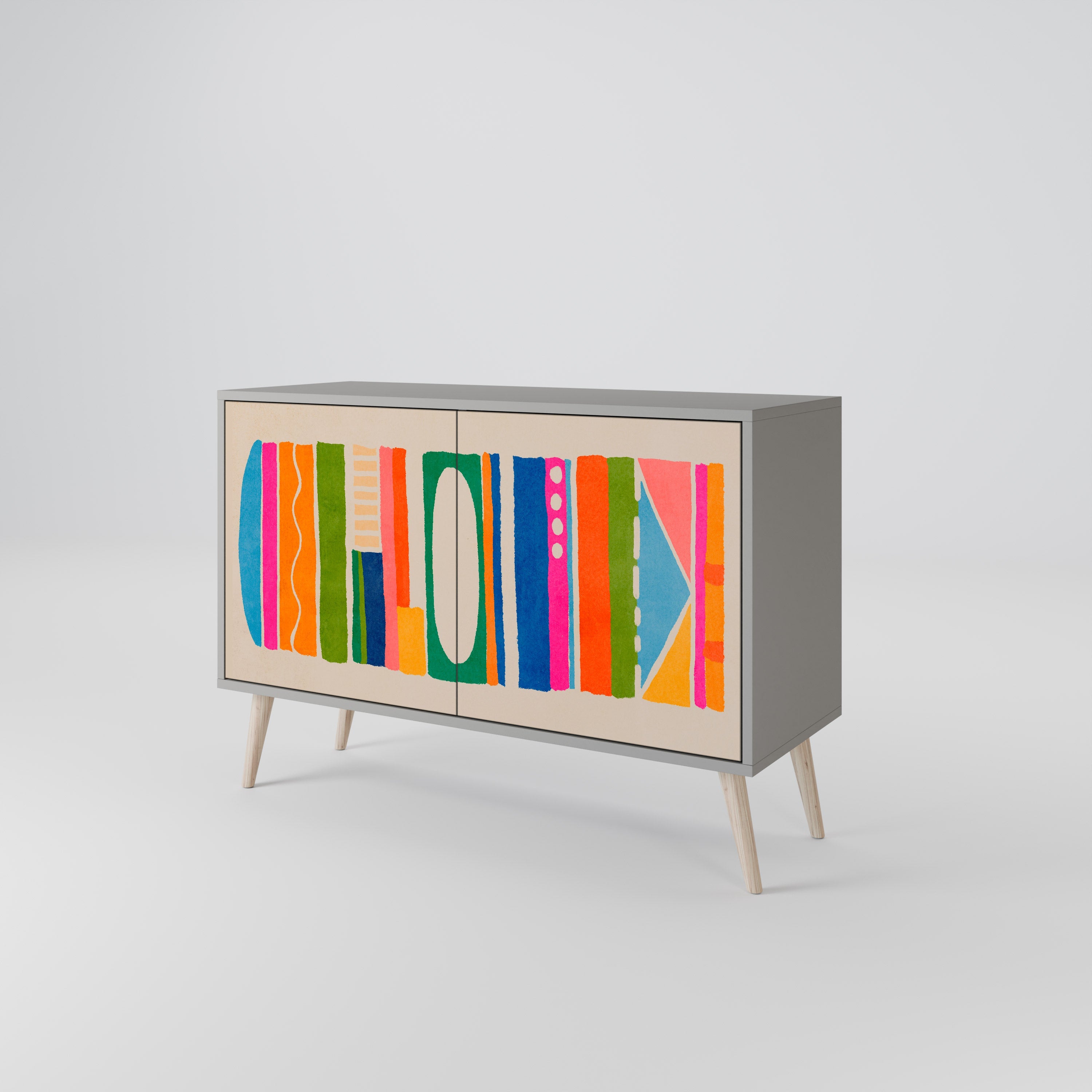 GEOMETRIC SHINE Sideboard mit 2 Türen in Grau