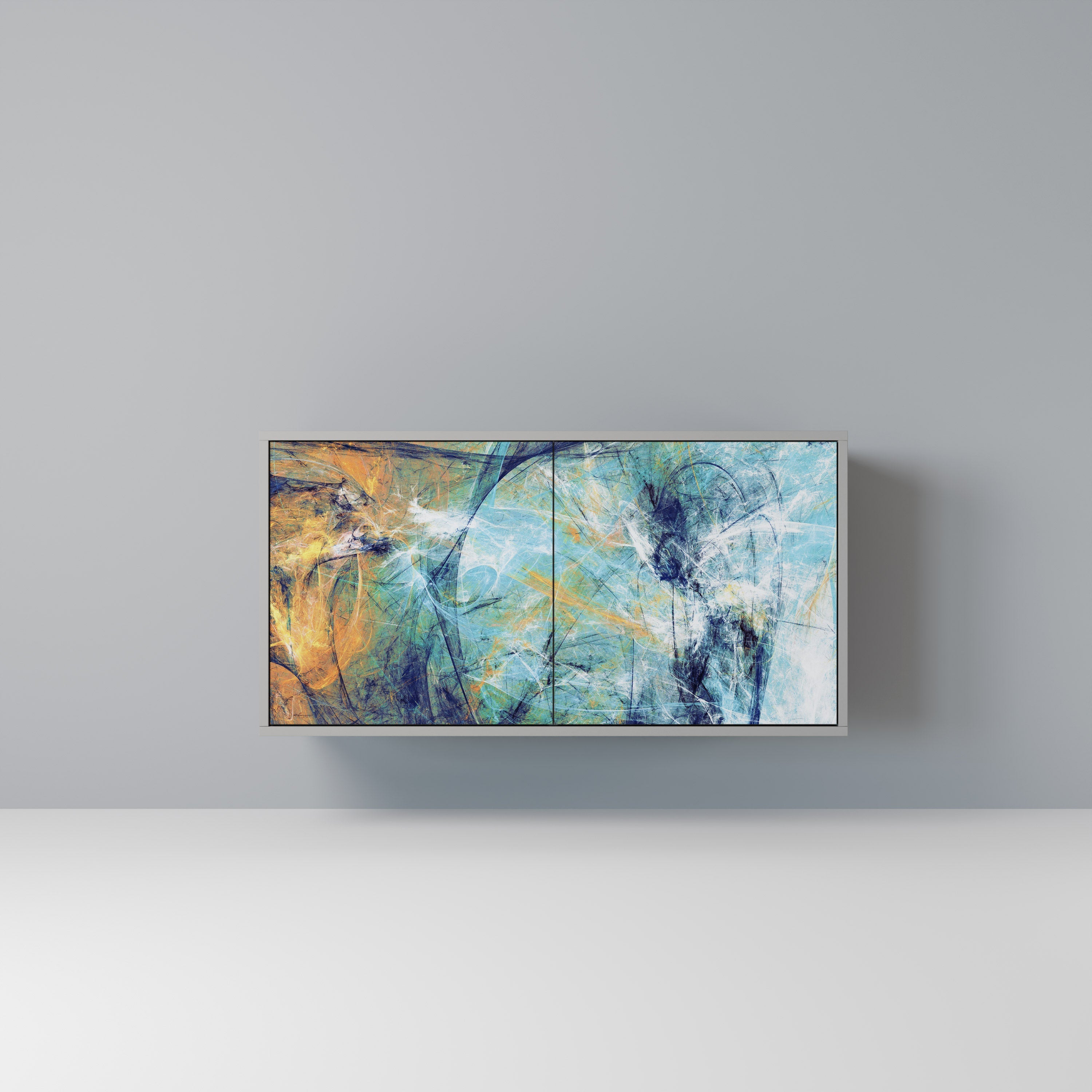 ABSTRACT THOUGHTS Sideboard mit 2 Türen in grauer Ausführung
