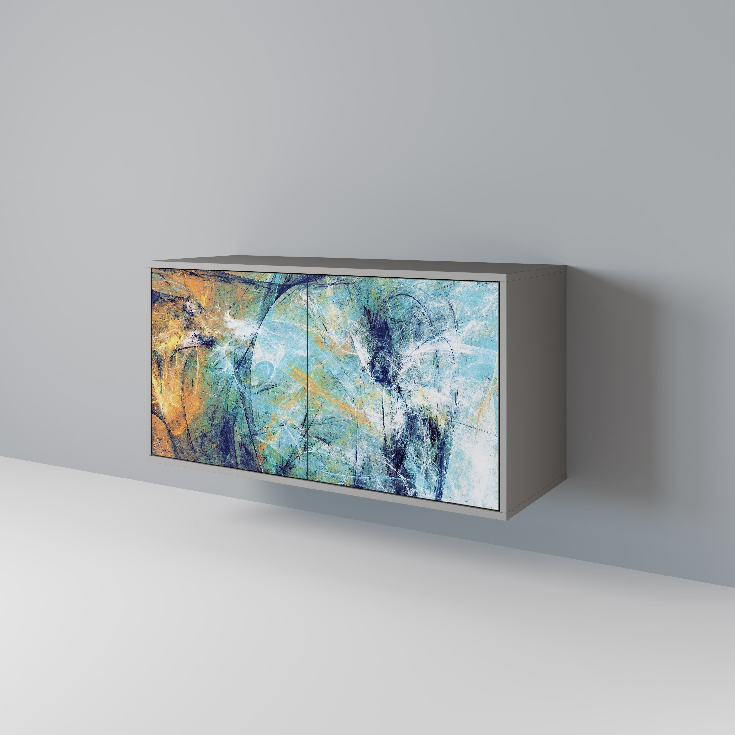 ABSTRACT THOUGHTS Sideboard mit 2 Türen in grauer Ausführung