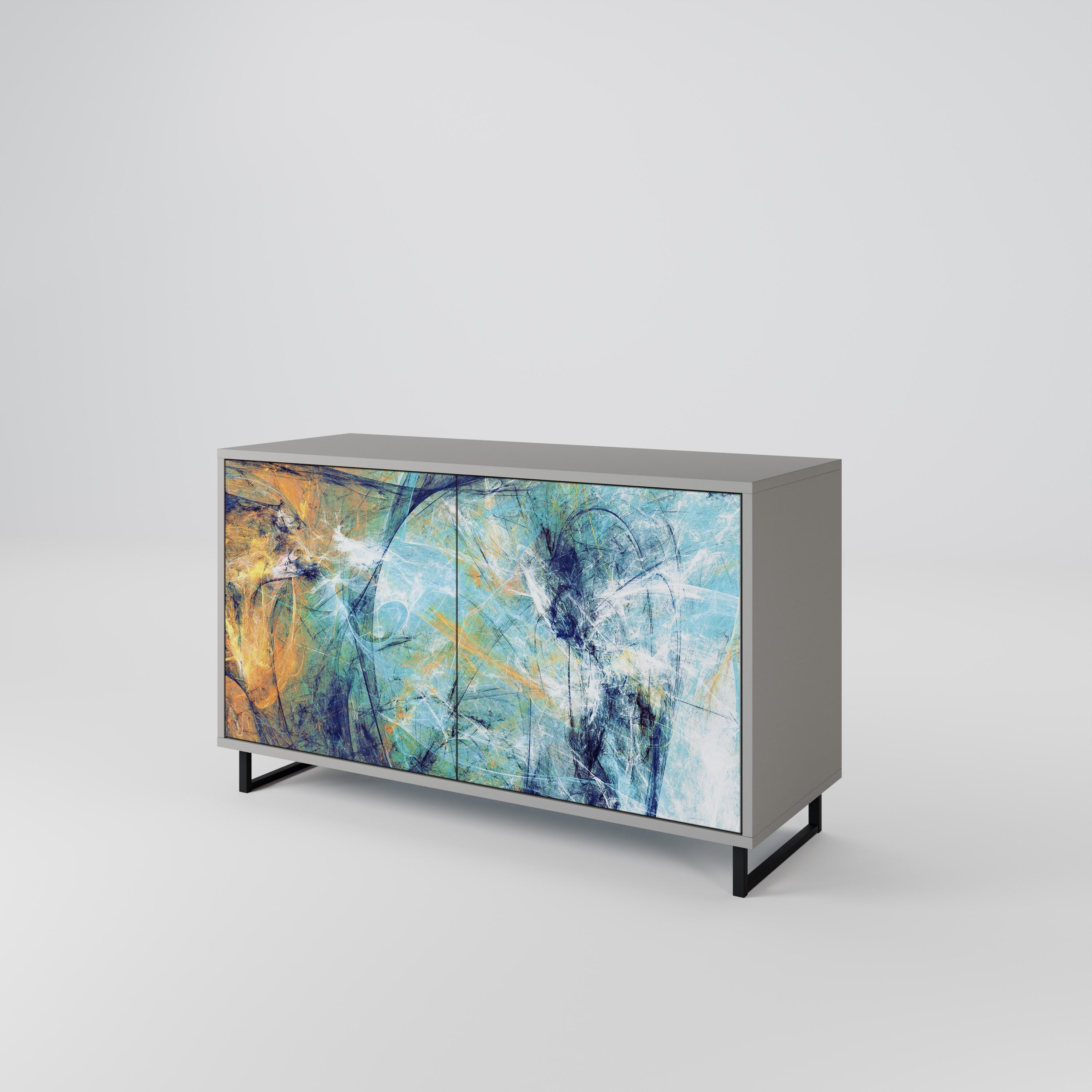 ABSTRACT THOUGHTS Sideboard mit 2 Türen in grauer Ausführung