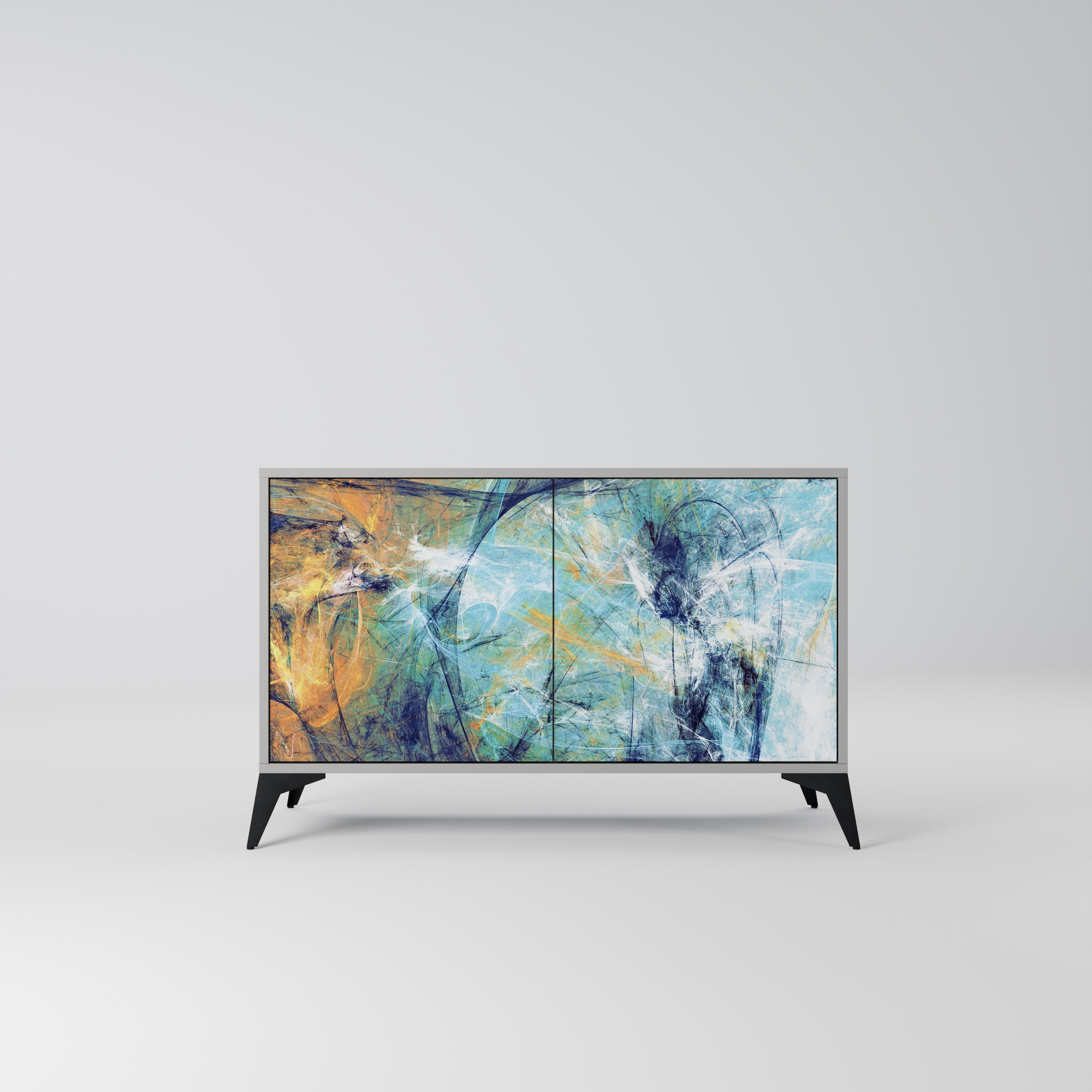 ABSTRACT THOUGHTS Sideboard mit 2 Türen in grauer Ausführung