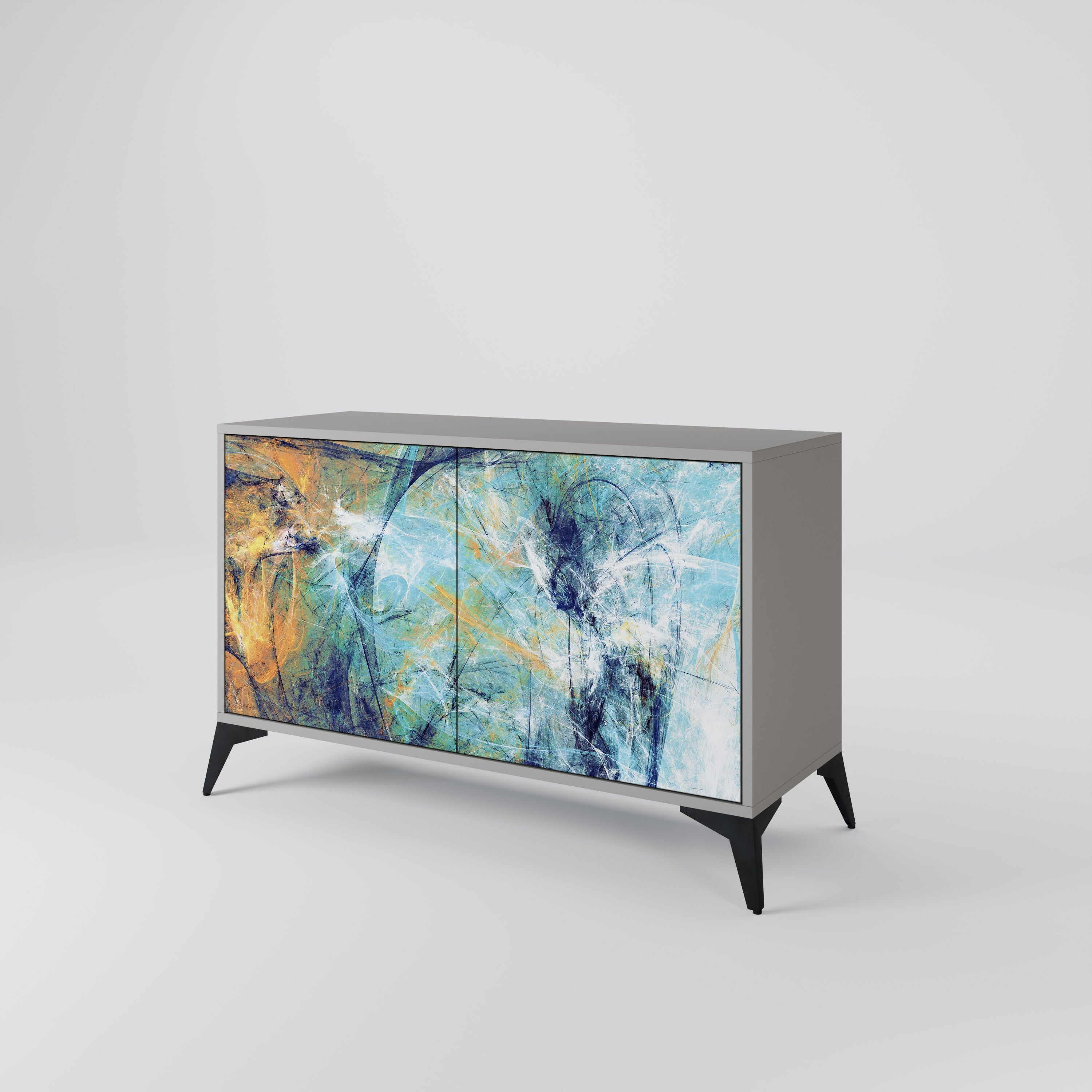 ABSTRACT THOUGHTS Sideboard mit 2 Türen in grauer Ausführung