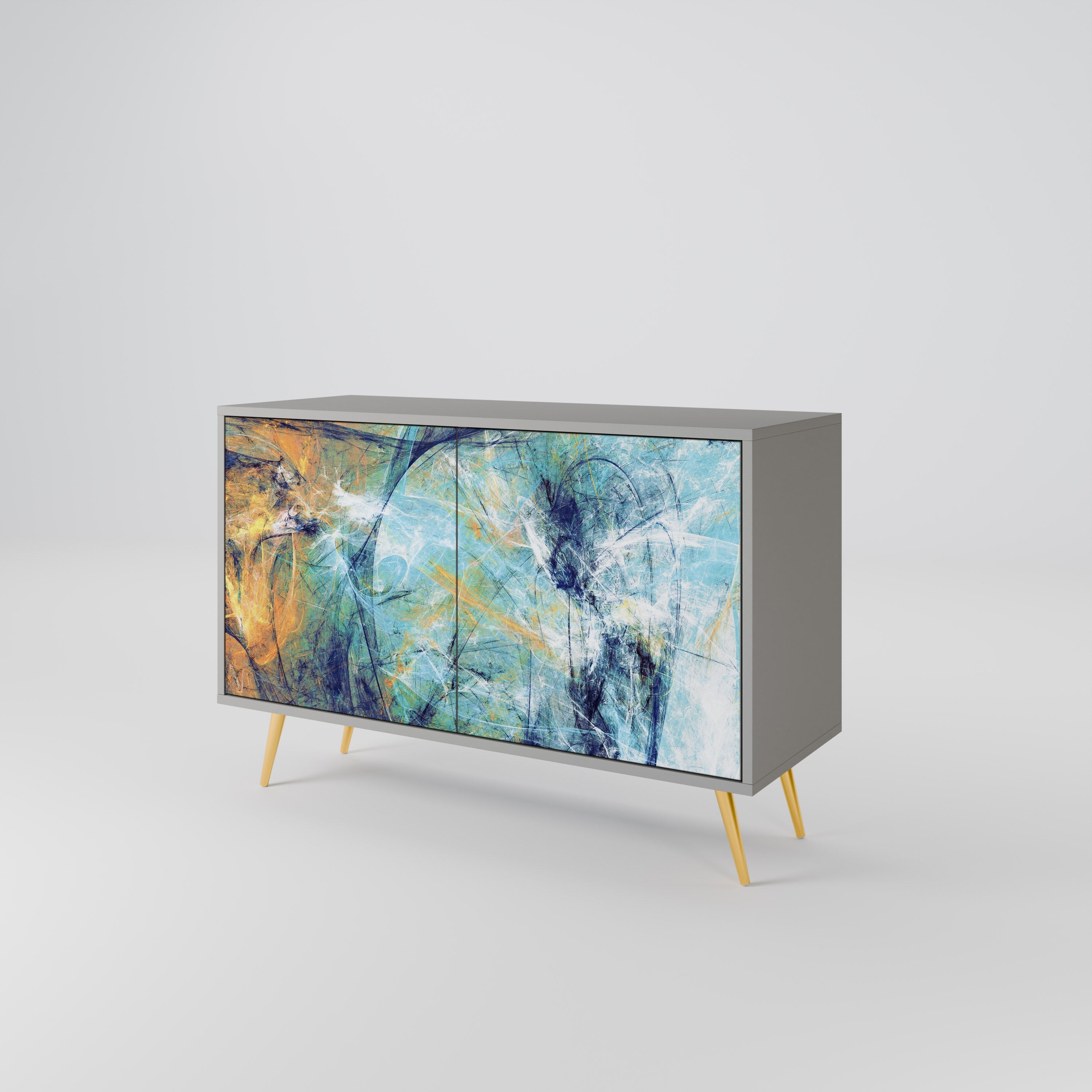 ABSTRACT THOUGHTS Sideboard mit 2 Türen in grauer Ausführung