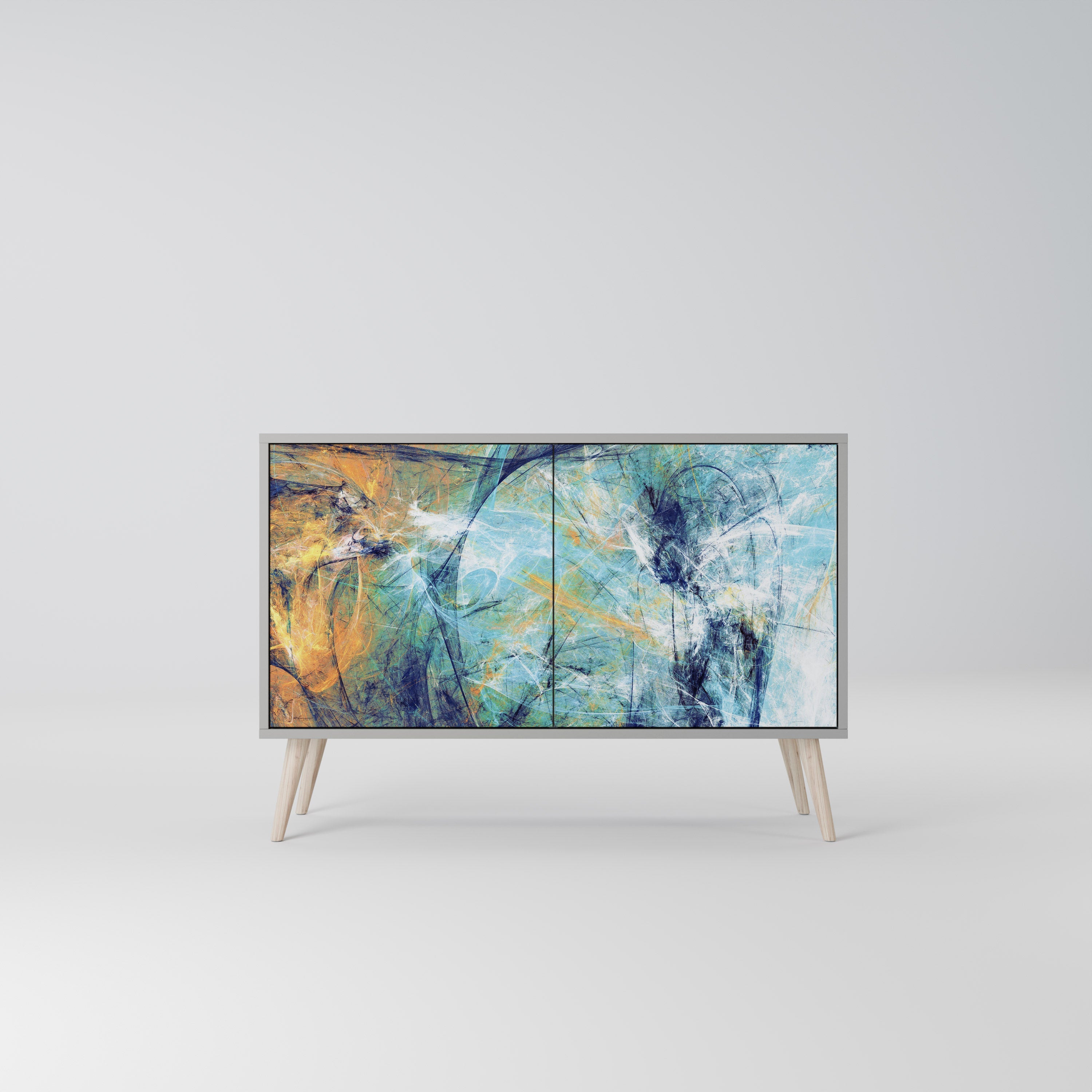 ABSTRACT THOUGHTS Sideboard mit 2 Türen in grauer Ausführung
