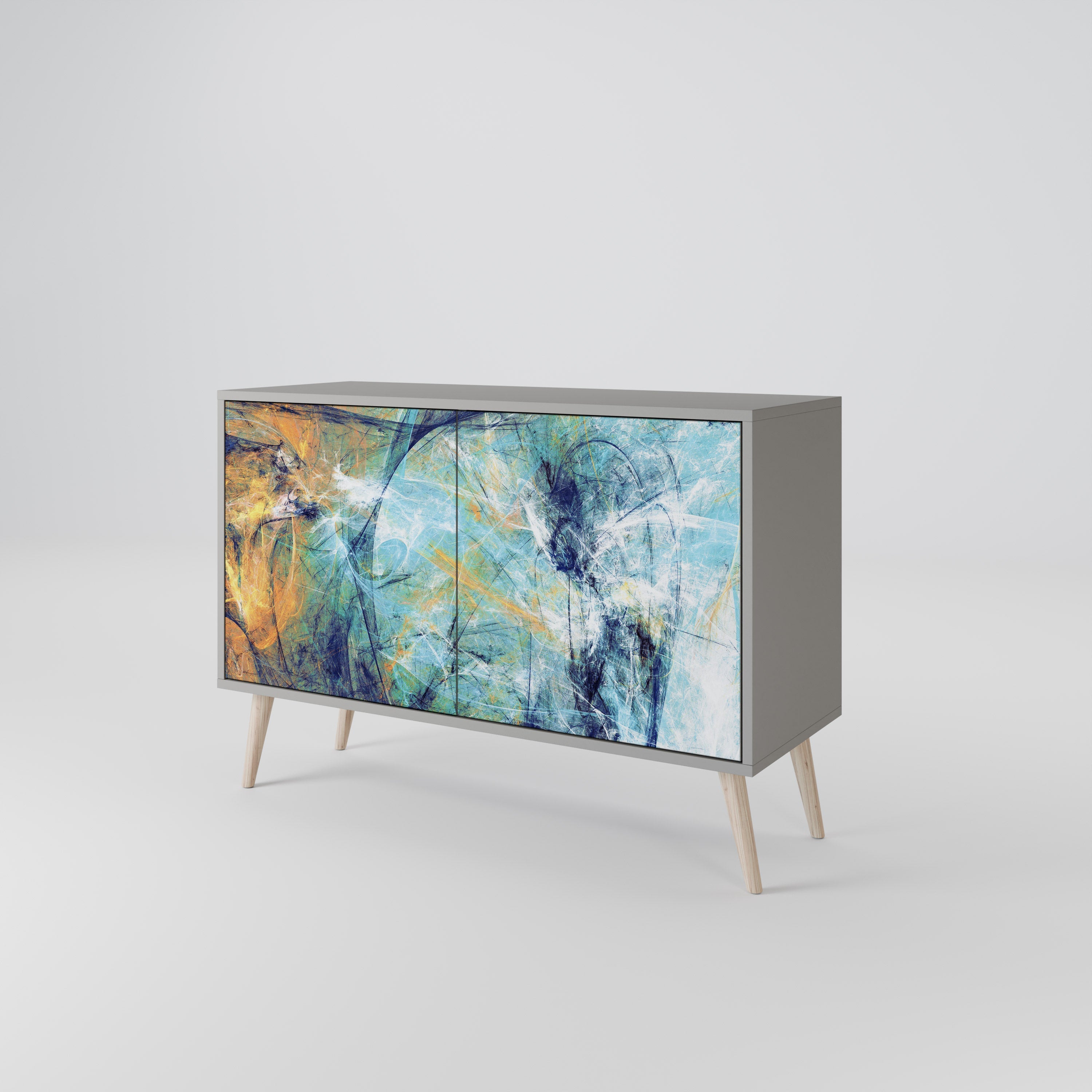 ABSTRACT THOUGHTS Sideboard mit 2 Türen in grauer Ausführung