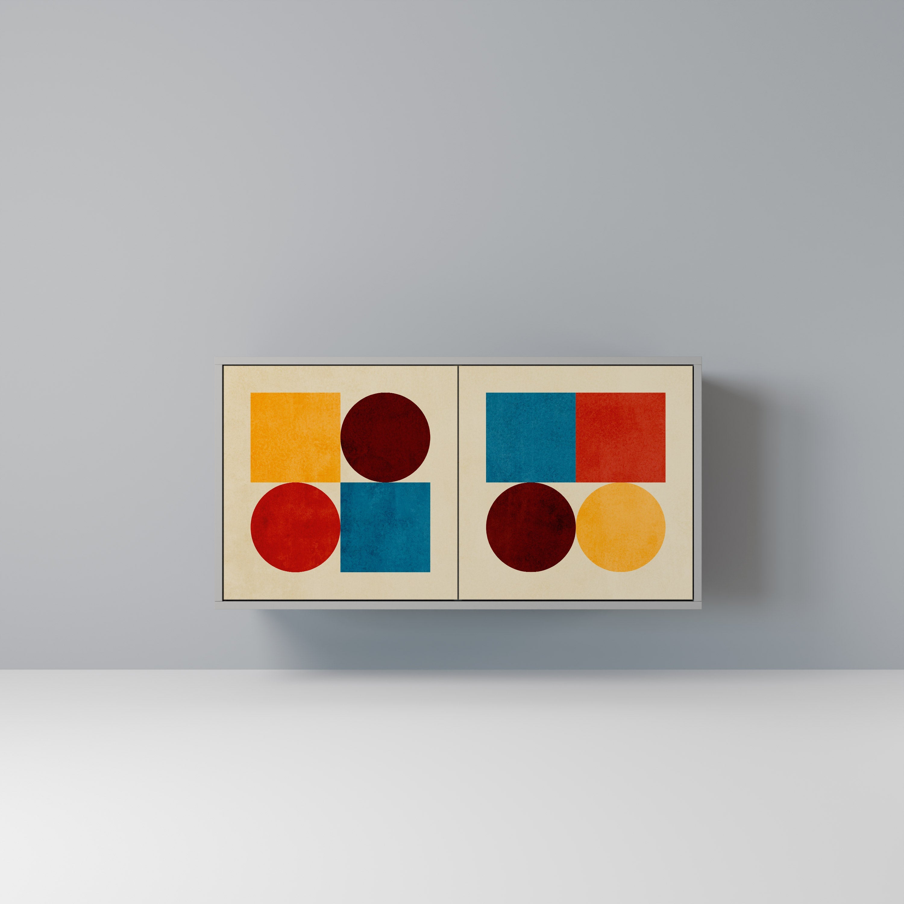 GEOMETRIC PUZZLE Sideboard mit 2 Türen in Grau