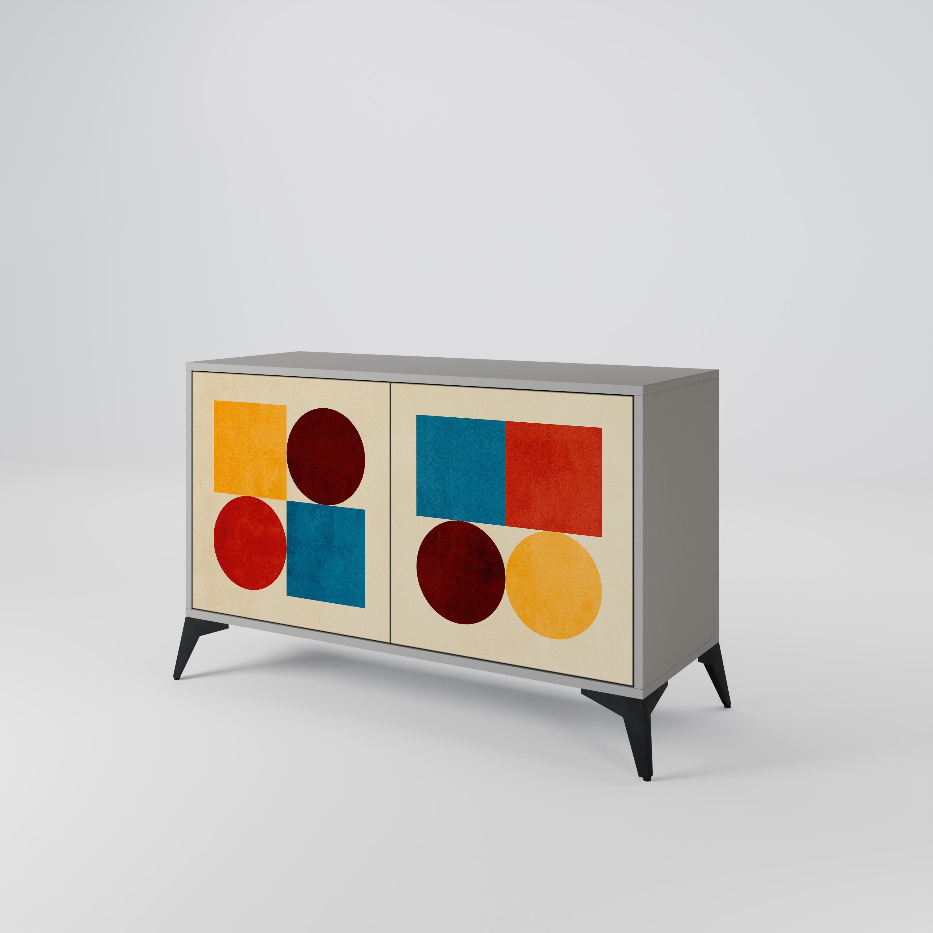 GEOMETRIC PUZZLE Sideboard mit 2 Türen in Grau