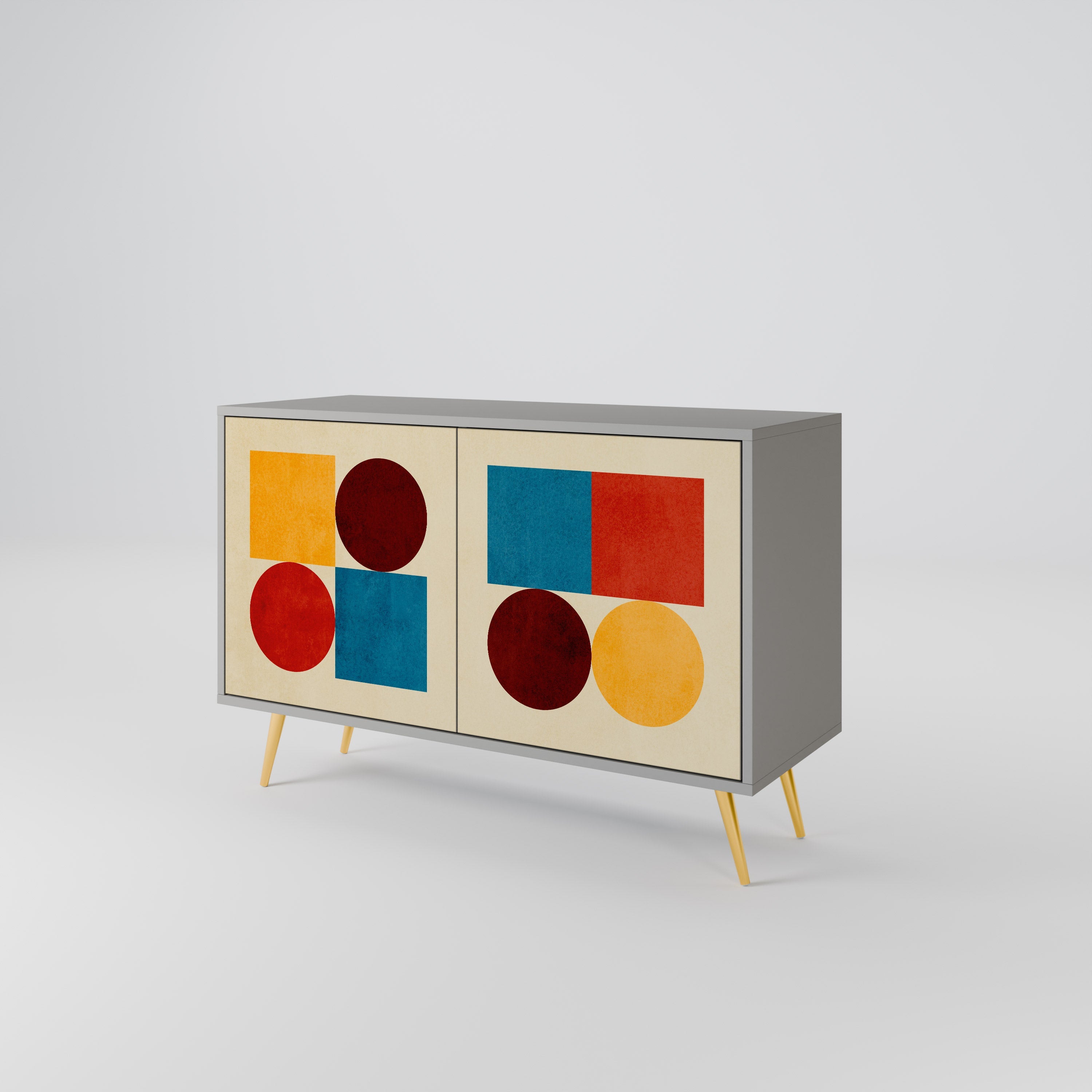 GEOMETRIC PUZZLE Sideboard mit 2 Türen in Grau