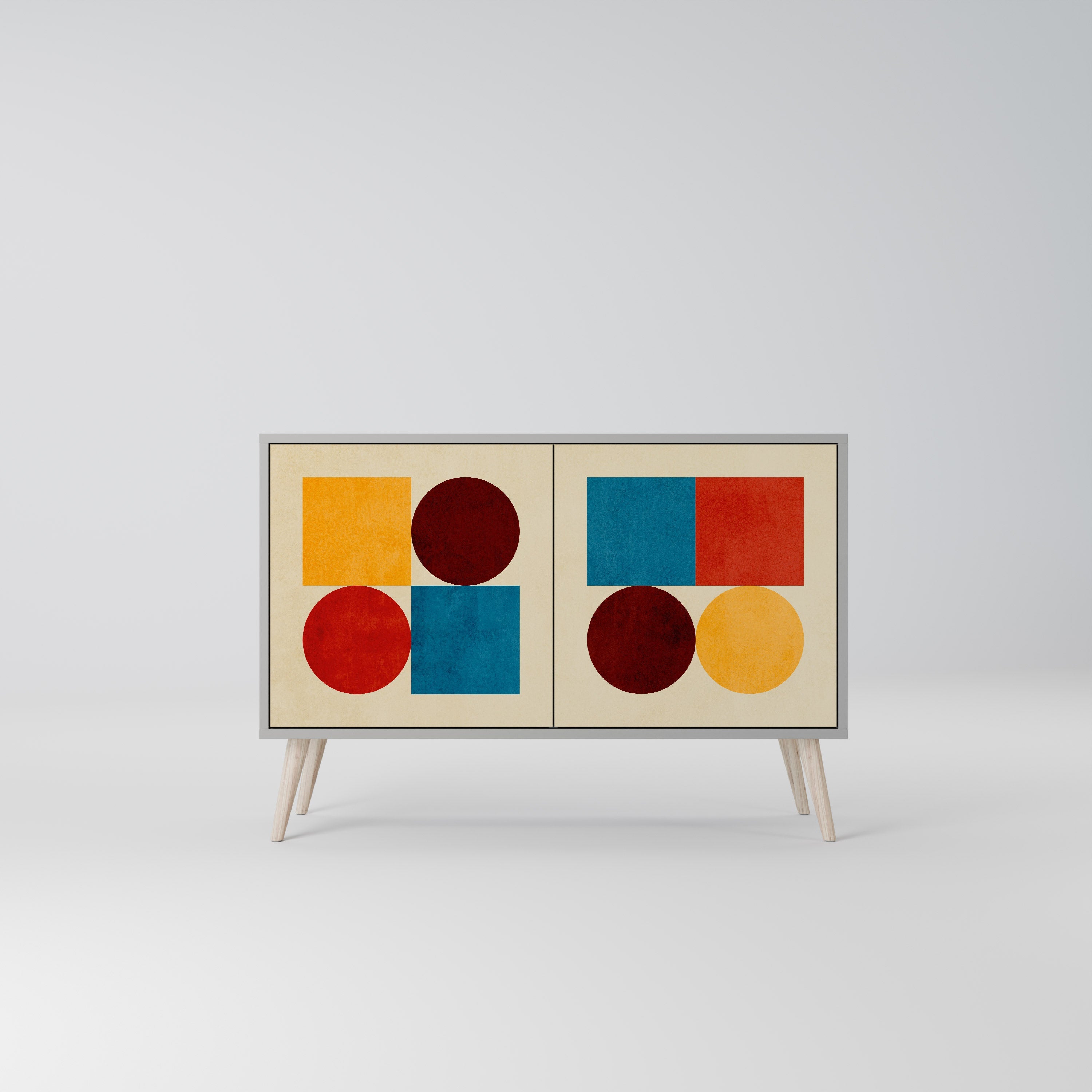 GEOMETRIC PUZZLE Sideboard mit 2 Türen in Grau