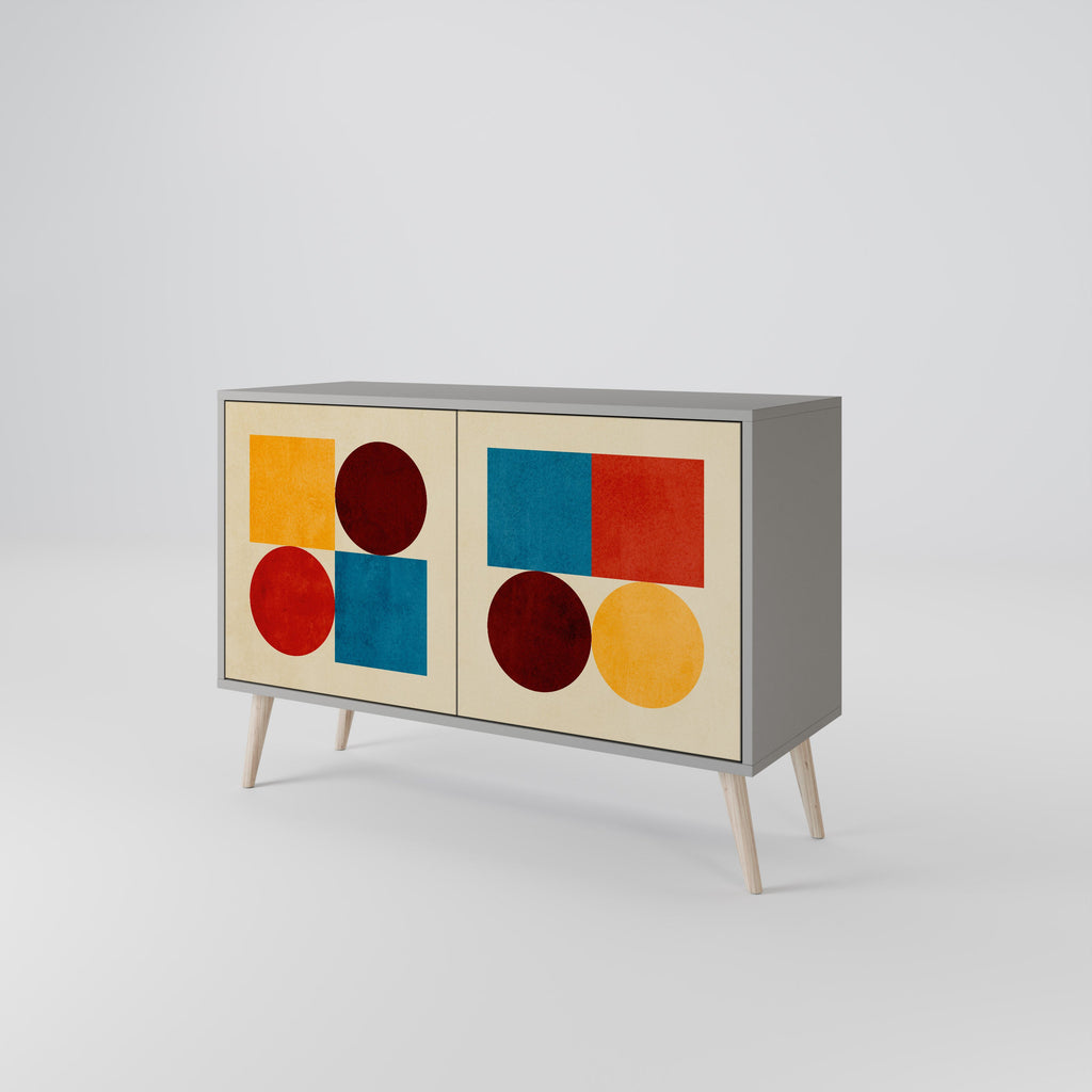 GEOMETRIC PUZZLE Sideboard mit 2 Türen in Grau