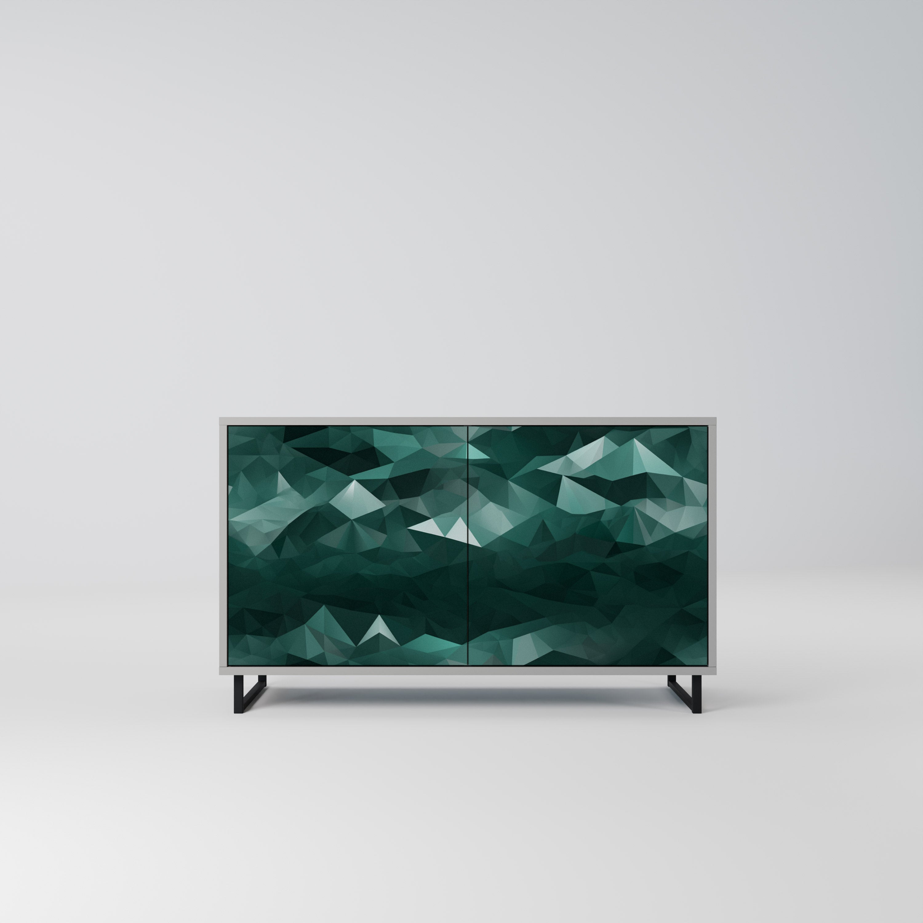 POLYGONAL FLOATING Sideboard mit 2 Türen in Grau