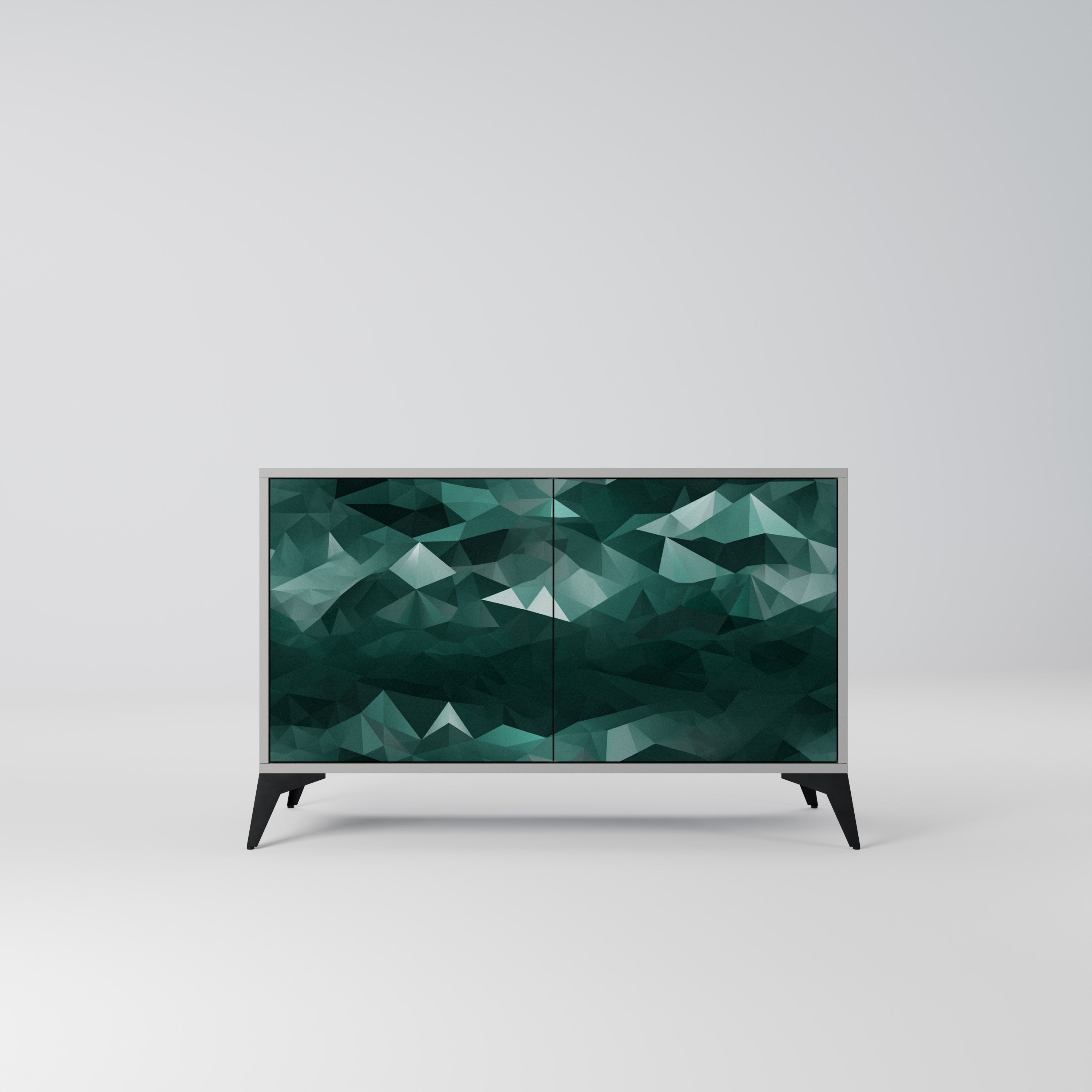 POLYGONAL FLOATING Sideboard mit 2 Türen in Grau