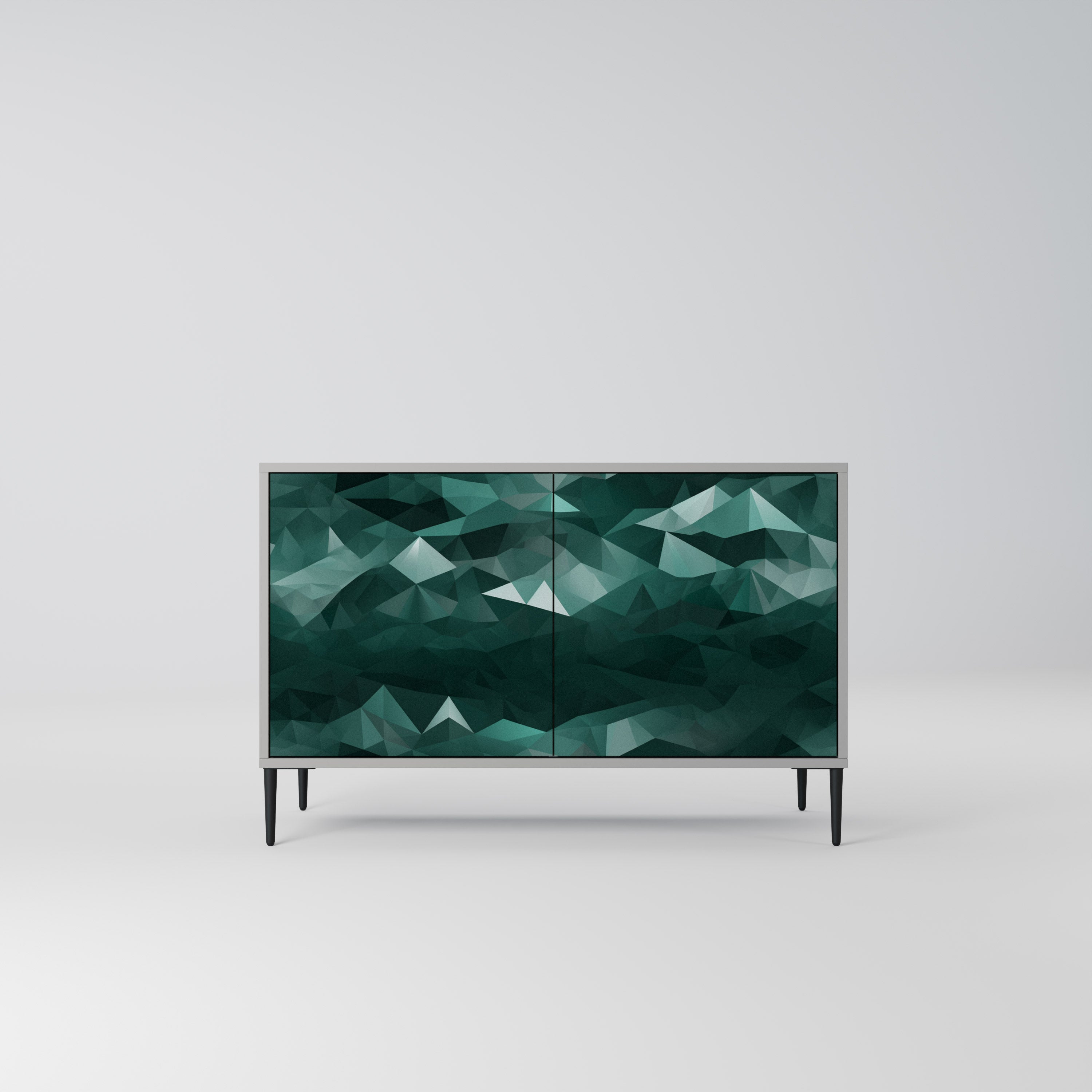 POLYGONAL FLOATING Sideboard mit 2 Türen in Grau