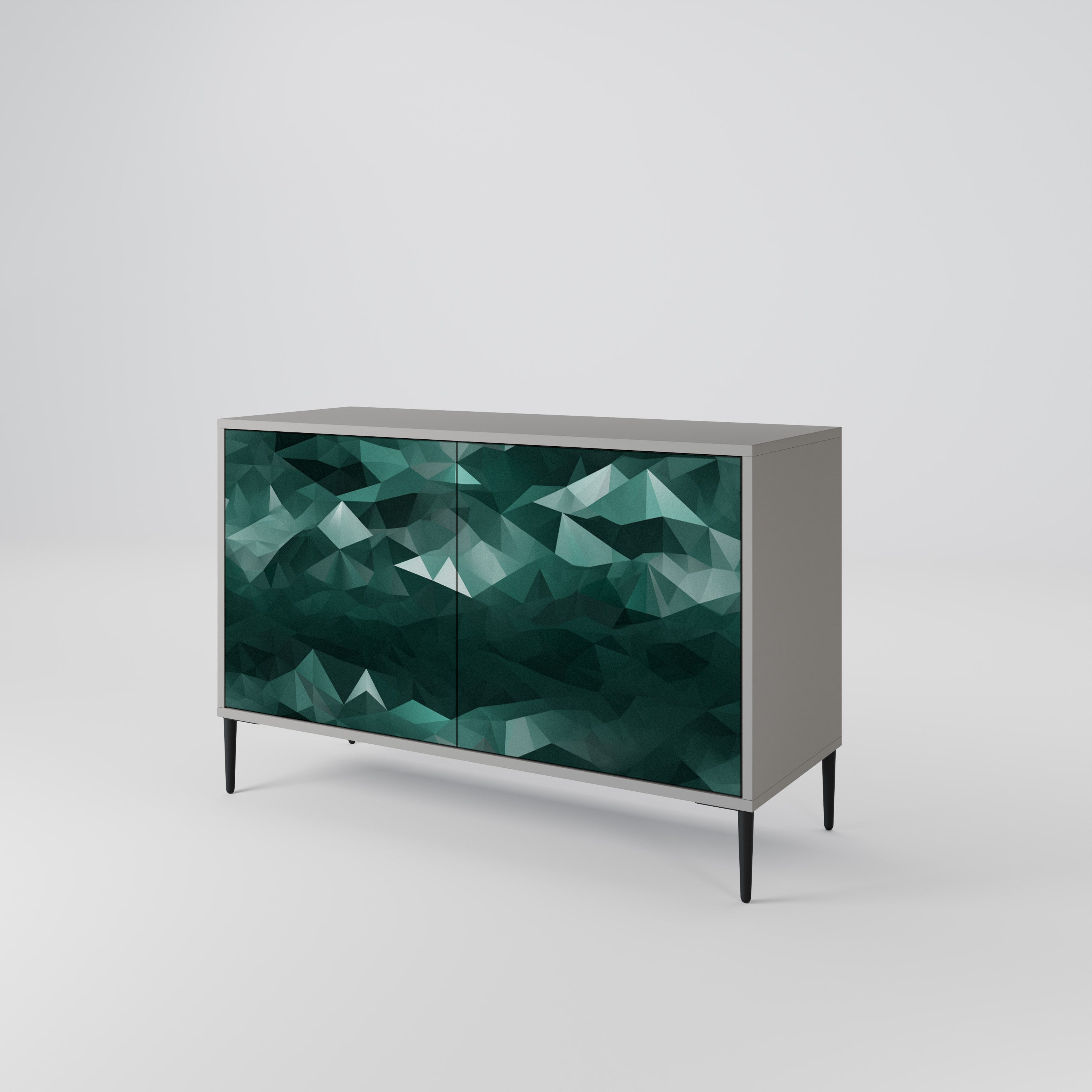 POLYGONAL FLOATING Sideboard mit 2 Türen in Grau