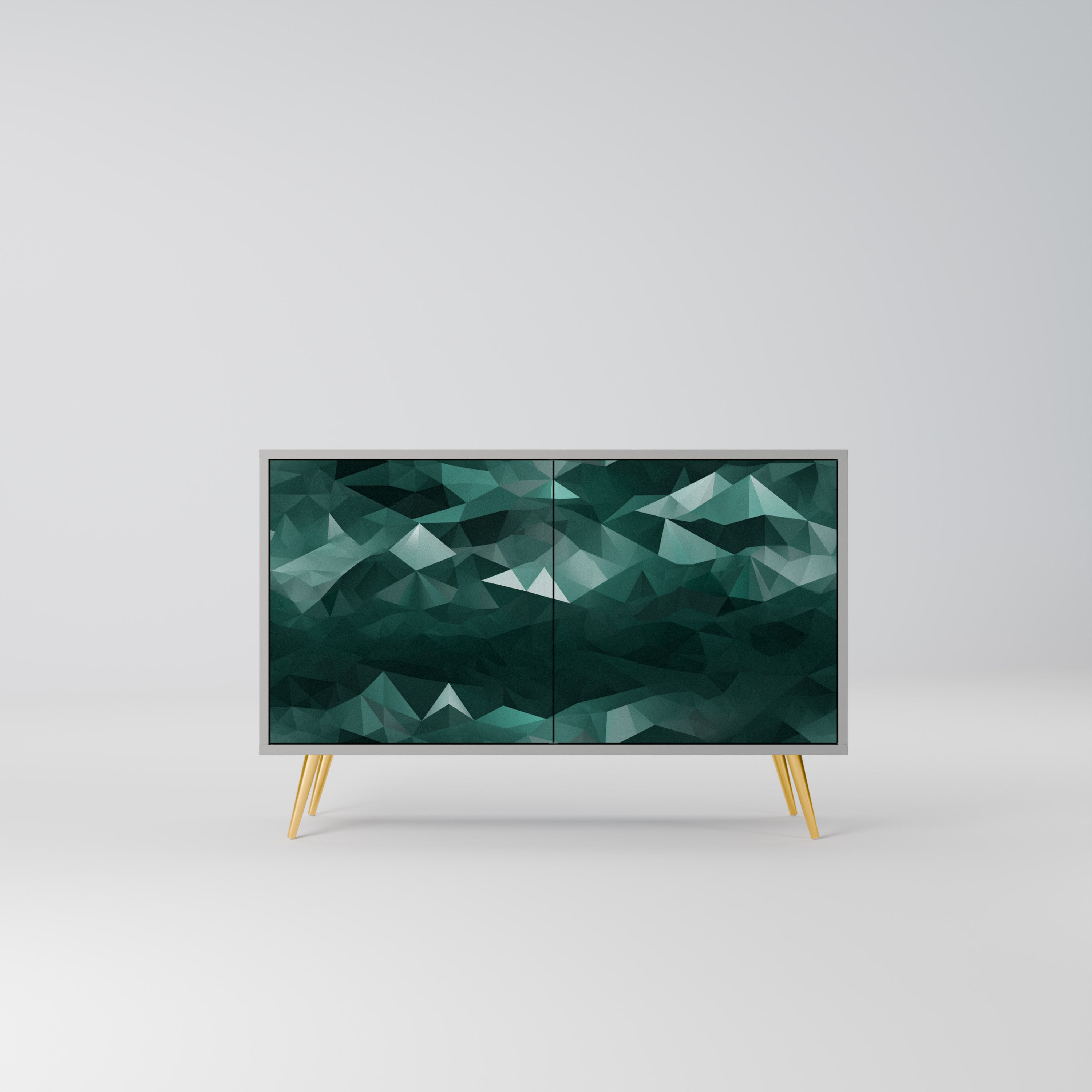 POLYGONAL FLOATING Sideboard mit 2 Türen in Grau