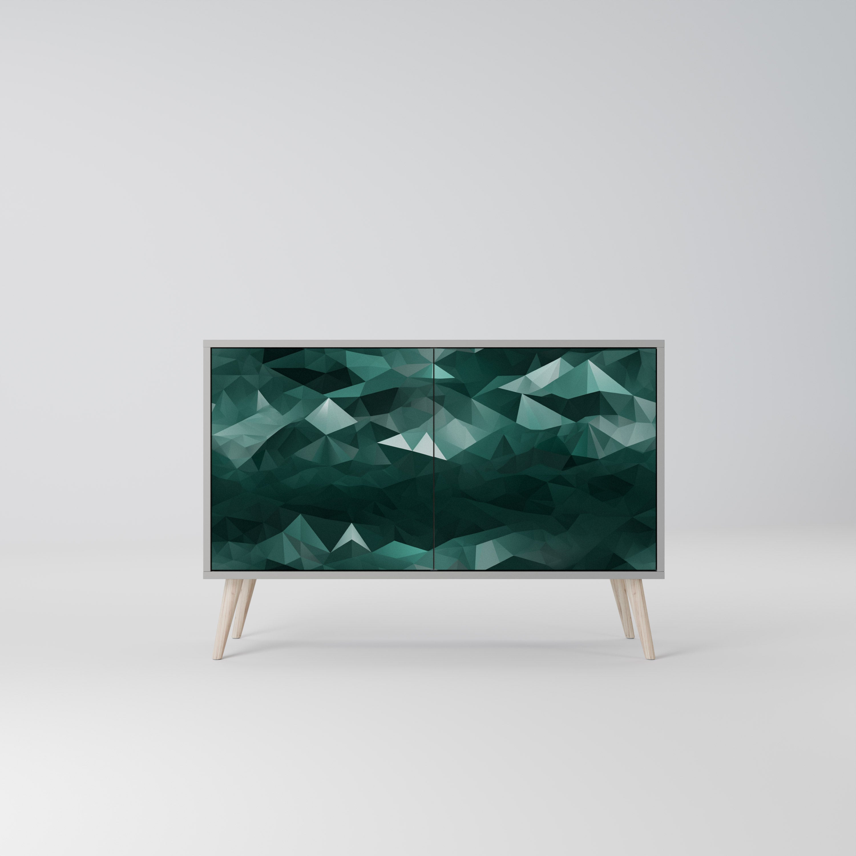 POLYGONAL FLOATING Sideboard mit 2 Türen in Grau