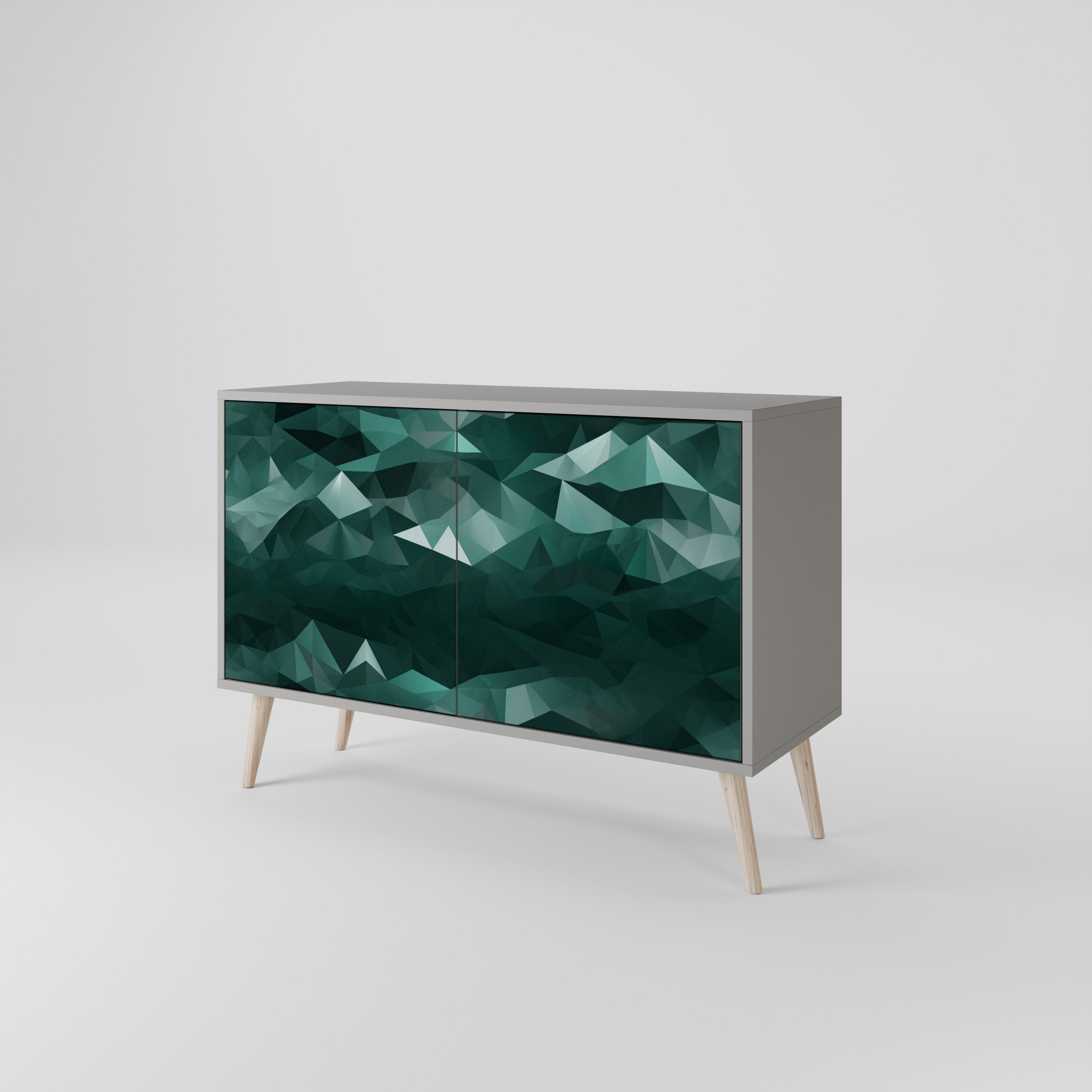 POLYGONAL FLOATING Sideboard mit 2 Türen in Grau