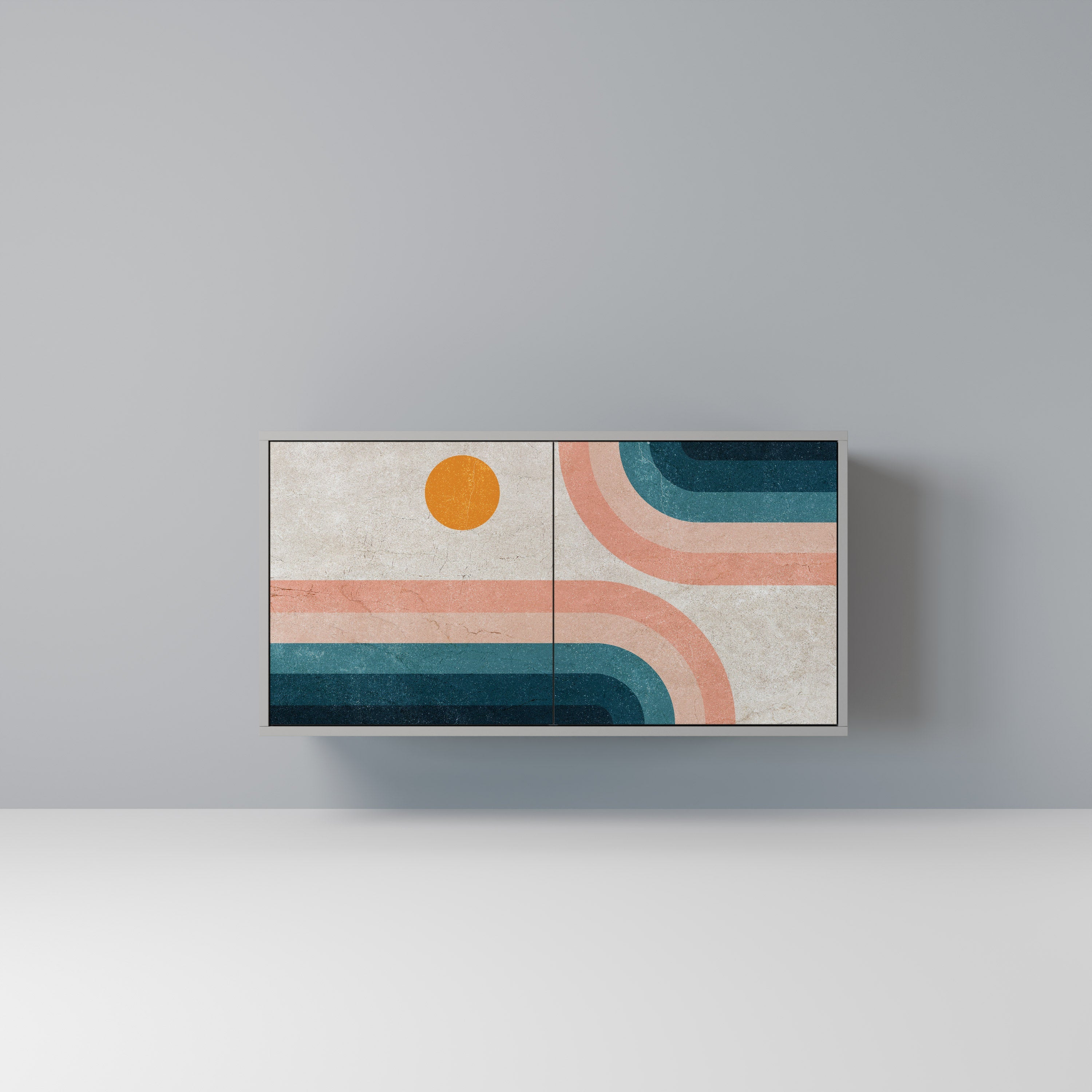 TWO HALVES Sideboard mit 2 Türen in Grau