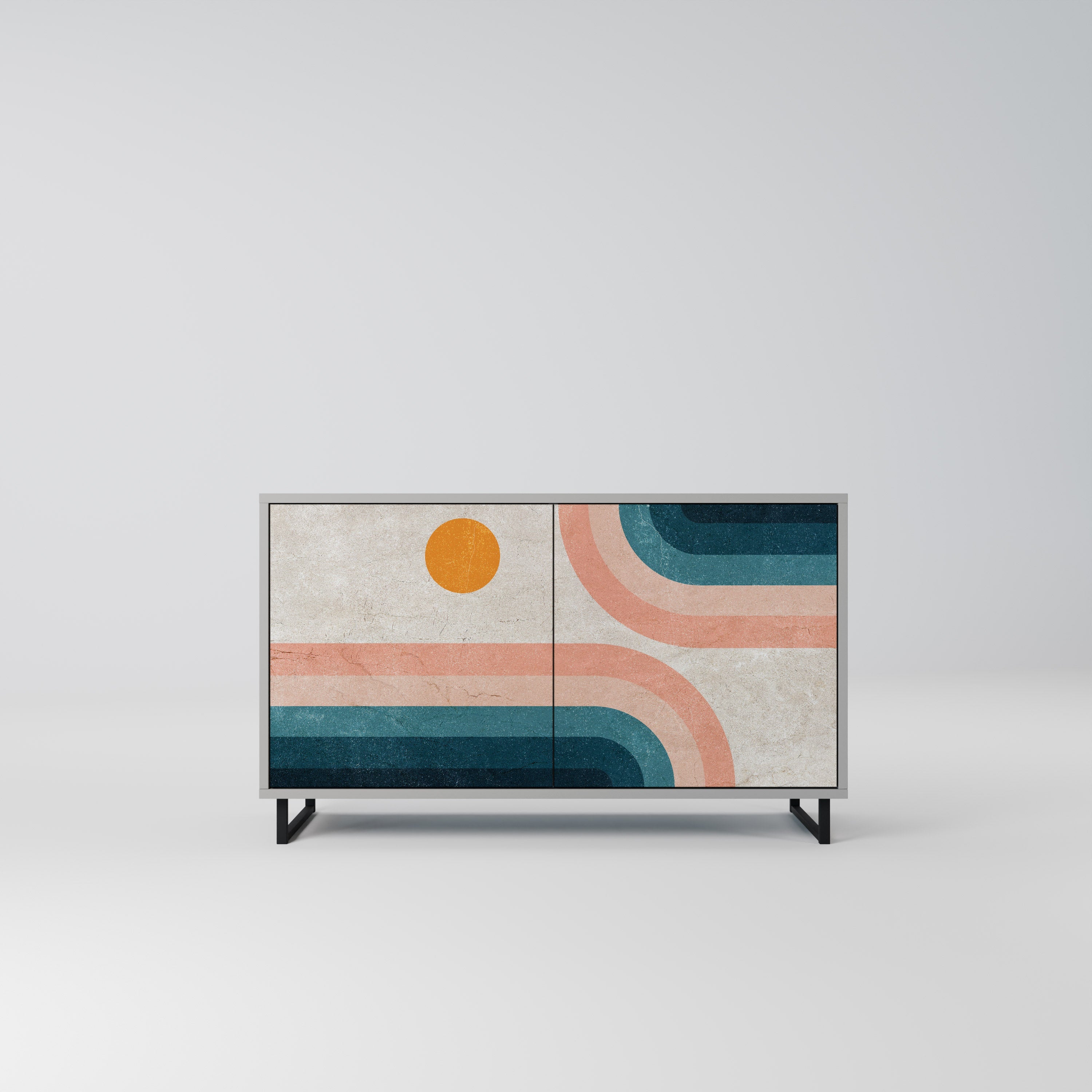 TWO HALVES Sideboard mit 2 Türen in Grau