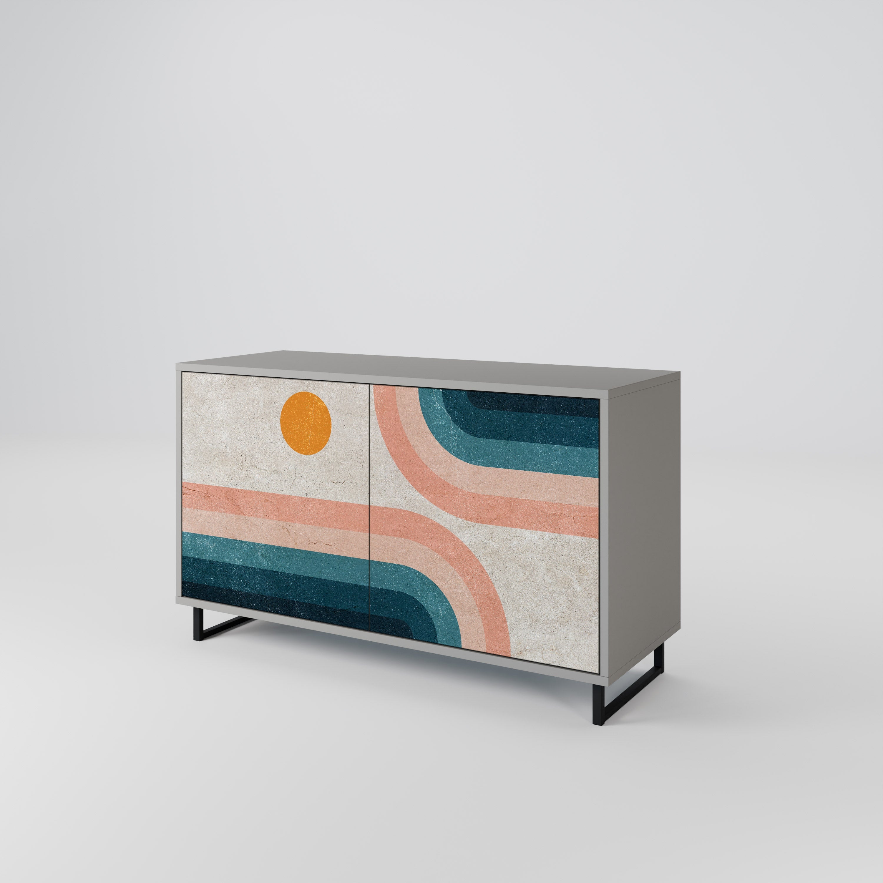 TWO HALVES Sideboard mit 2 Türen in Grau