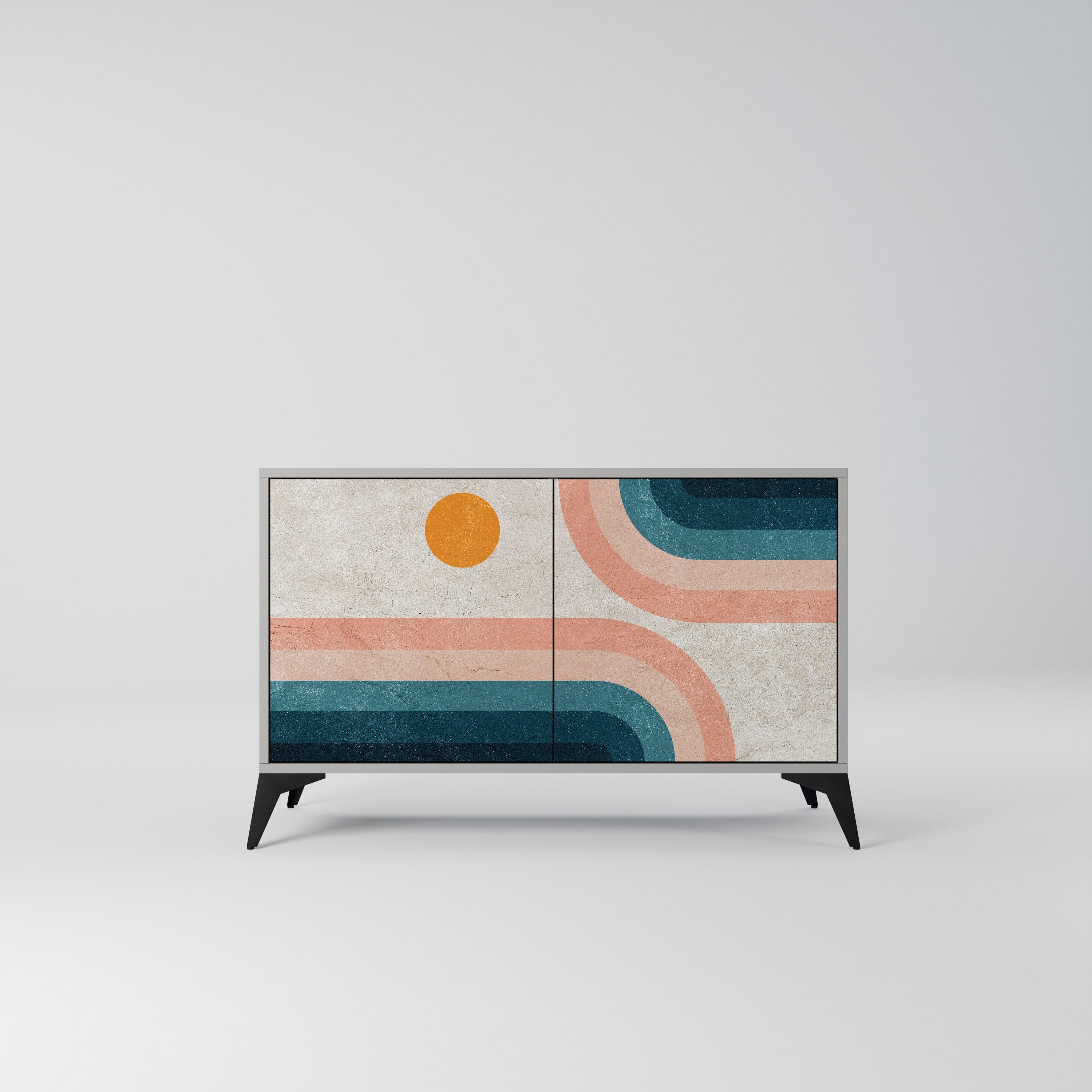 TWO HALVES Sideboard mit 2 Türen in Grau