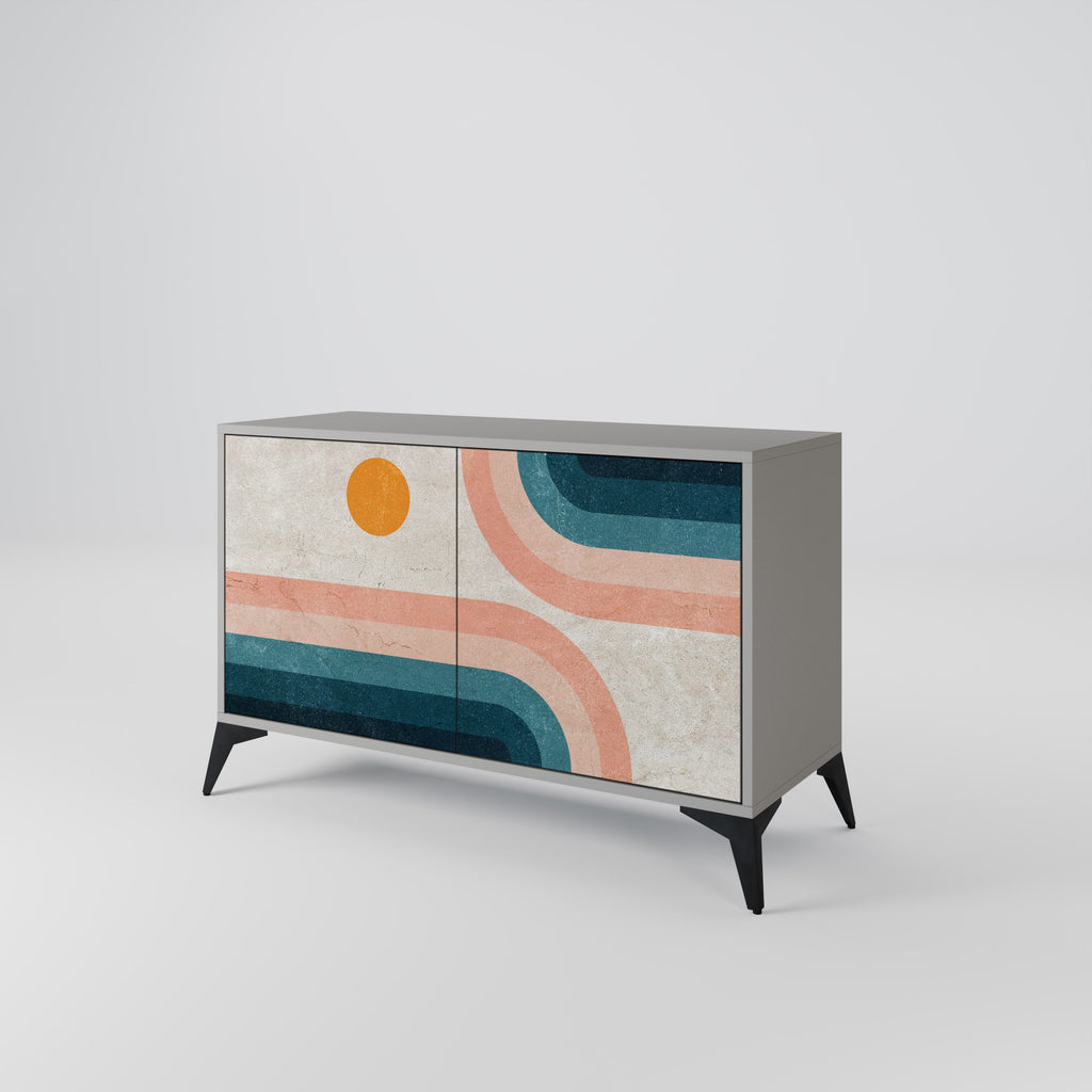 TWO HALVES Sideboard mit 2 Türen in Grau