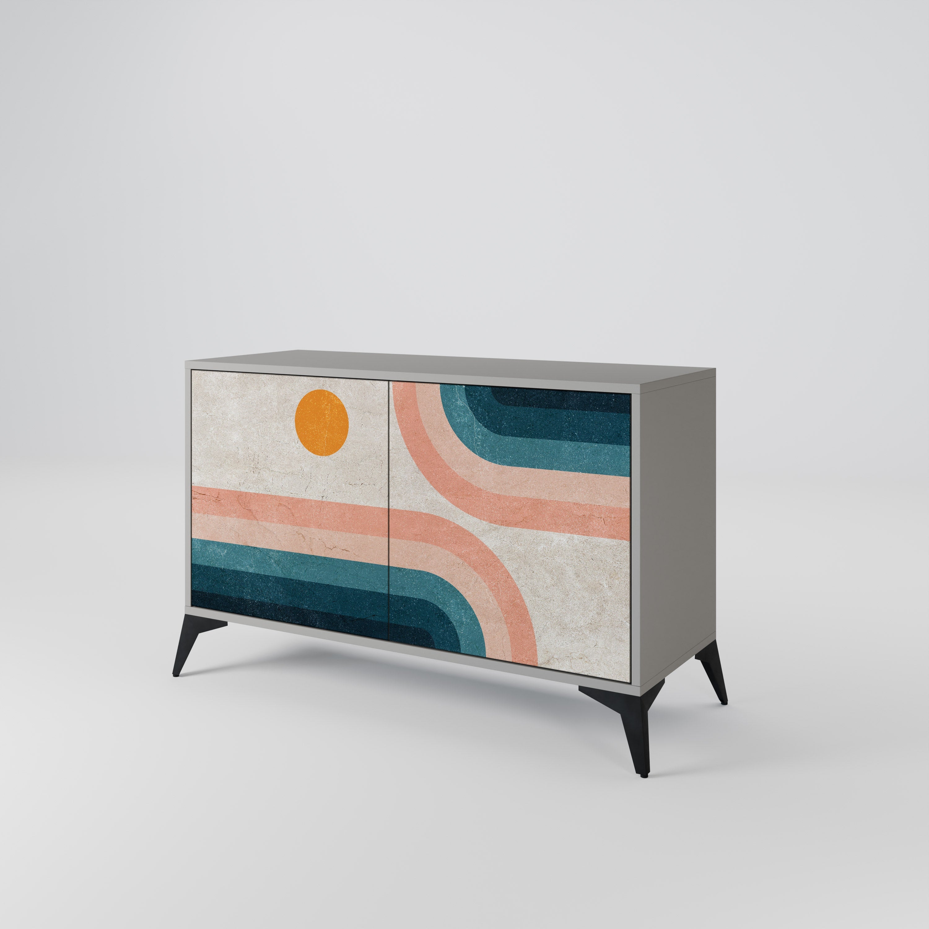 TWO HALVES Sideboard mit 2 Türen in Grau