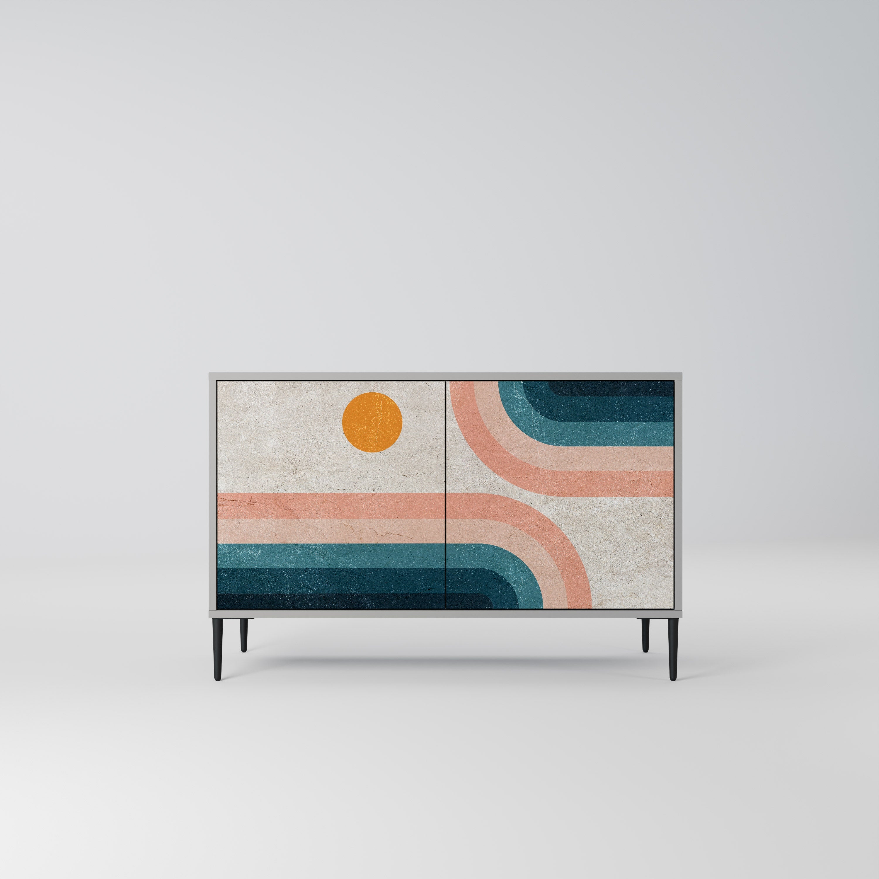 TWO HALVES Sideboard mit 2 Türen in Grau