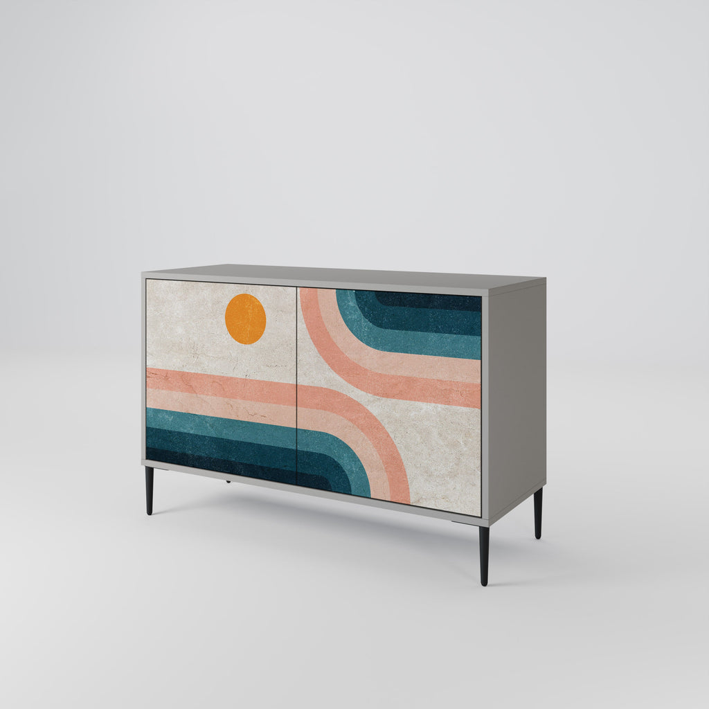 TWO HALVES Sideboard mit 2 Türen in Grau