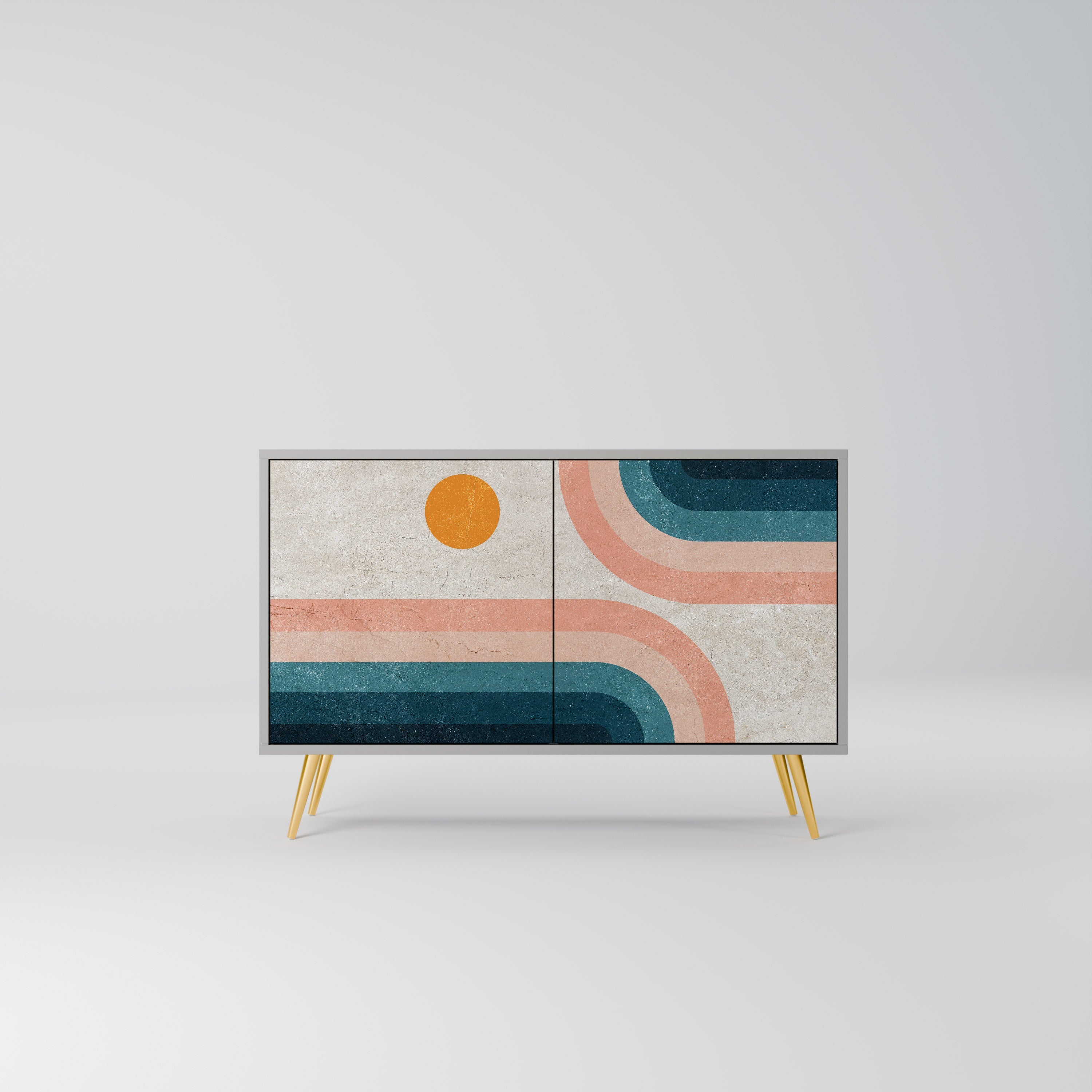 TWO HALVES Sideboard mit 2 Türen in Grau